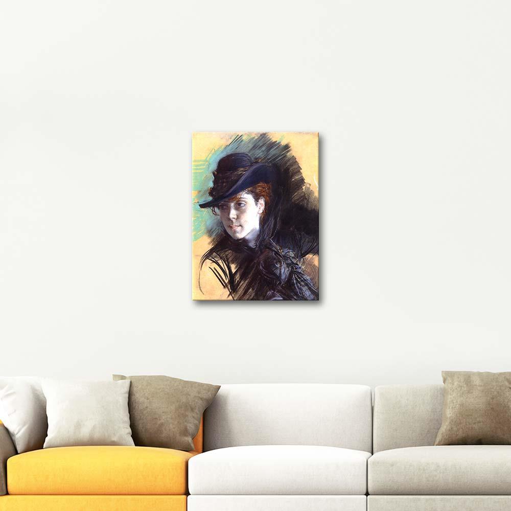 Giovanni Boldini Siyah Şapkalı Kız Kanvas Tablo