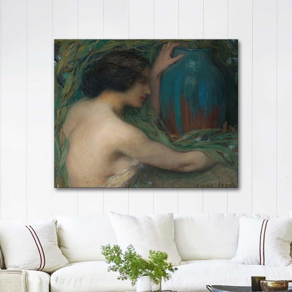Woman With Eucalyptus by Edmond Francois Aman-Jean as Art Print