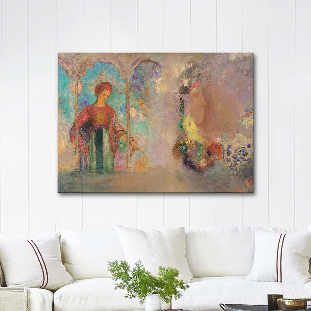 Odilon Redon Çiçekler İçindeki Kadın Kanvas Tablo