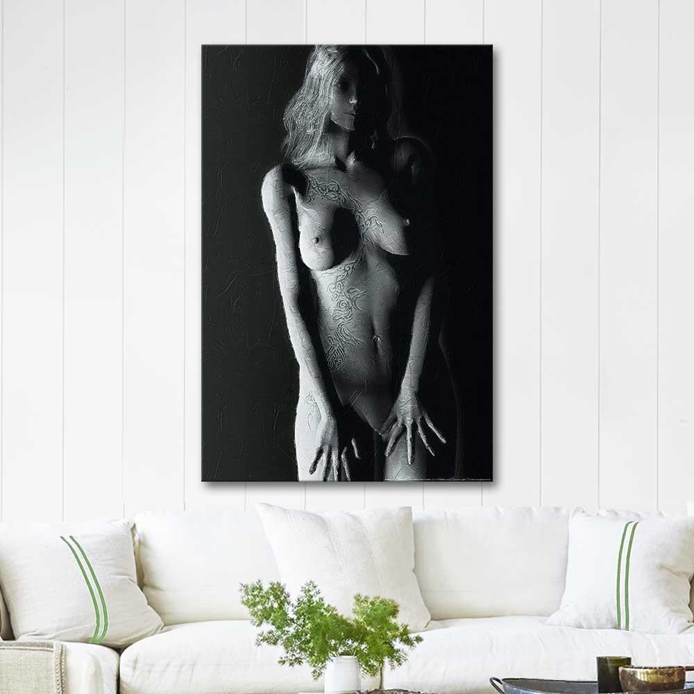 Woman with Great Tattoo as Art Print