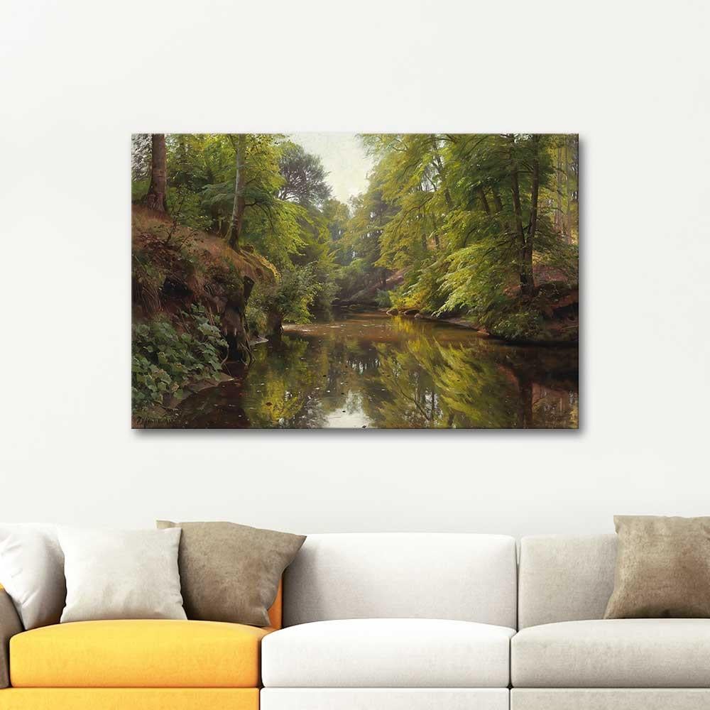 Wooded River Landscape by Peder Mørk Mønsted as Art Print