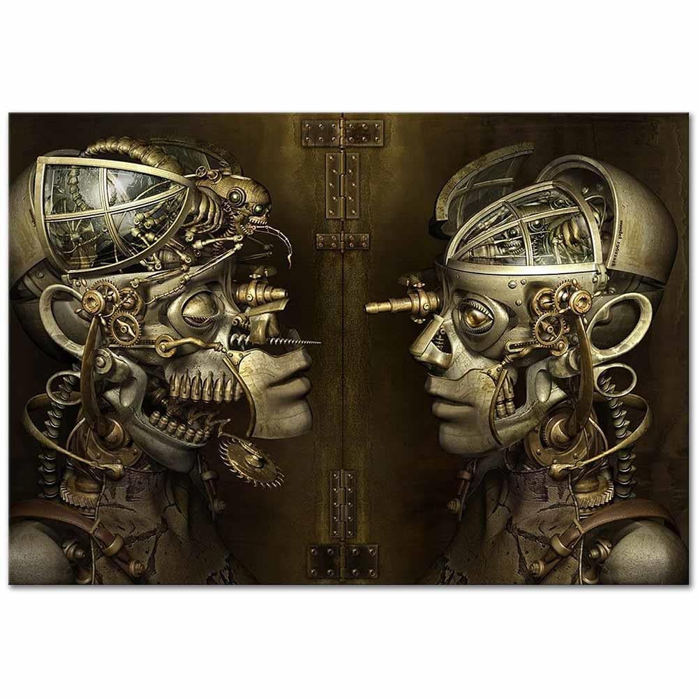 Robotların Dünyası Steampunk Kanvas Tablo
