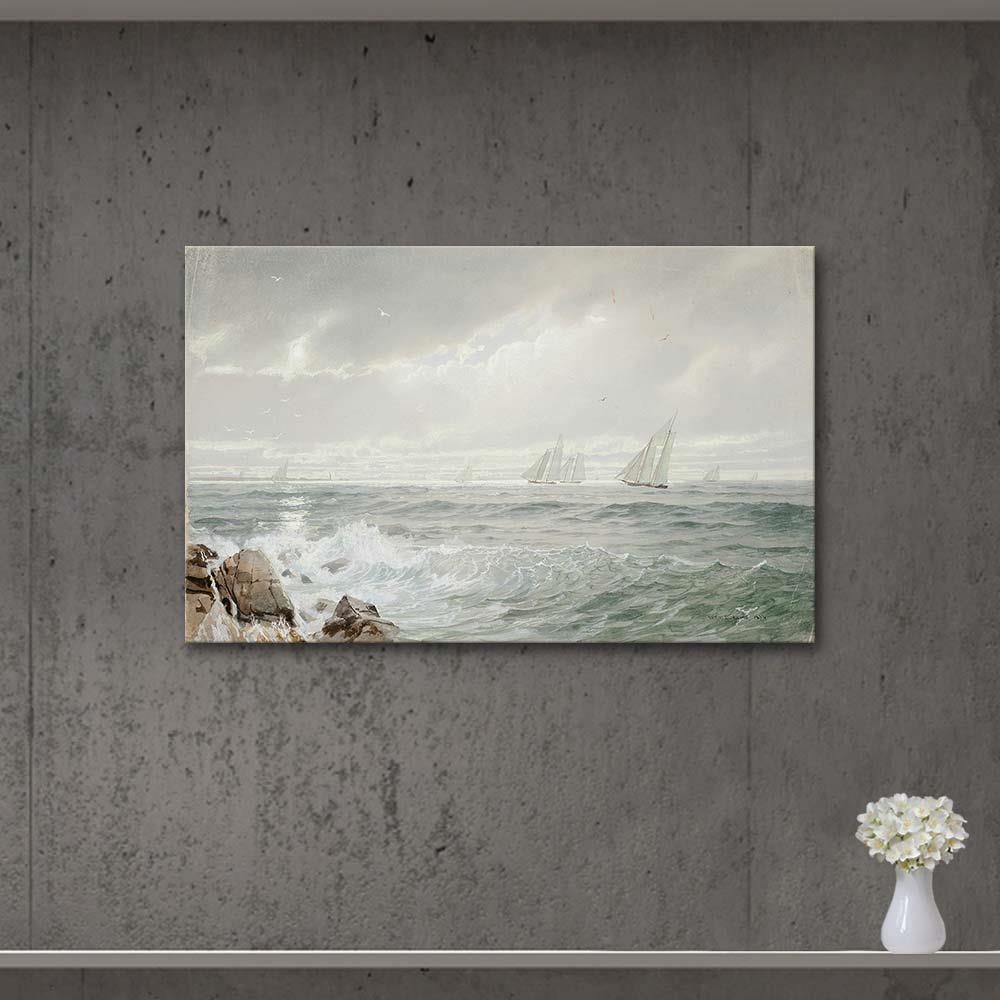 Yachts Off Newport by William Trost Richards as Art Print