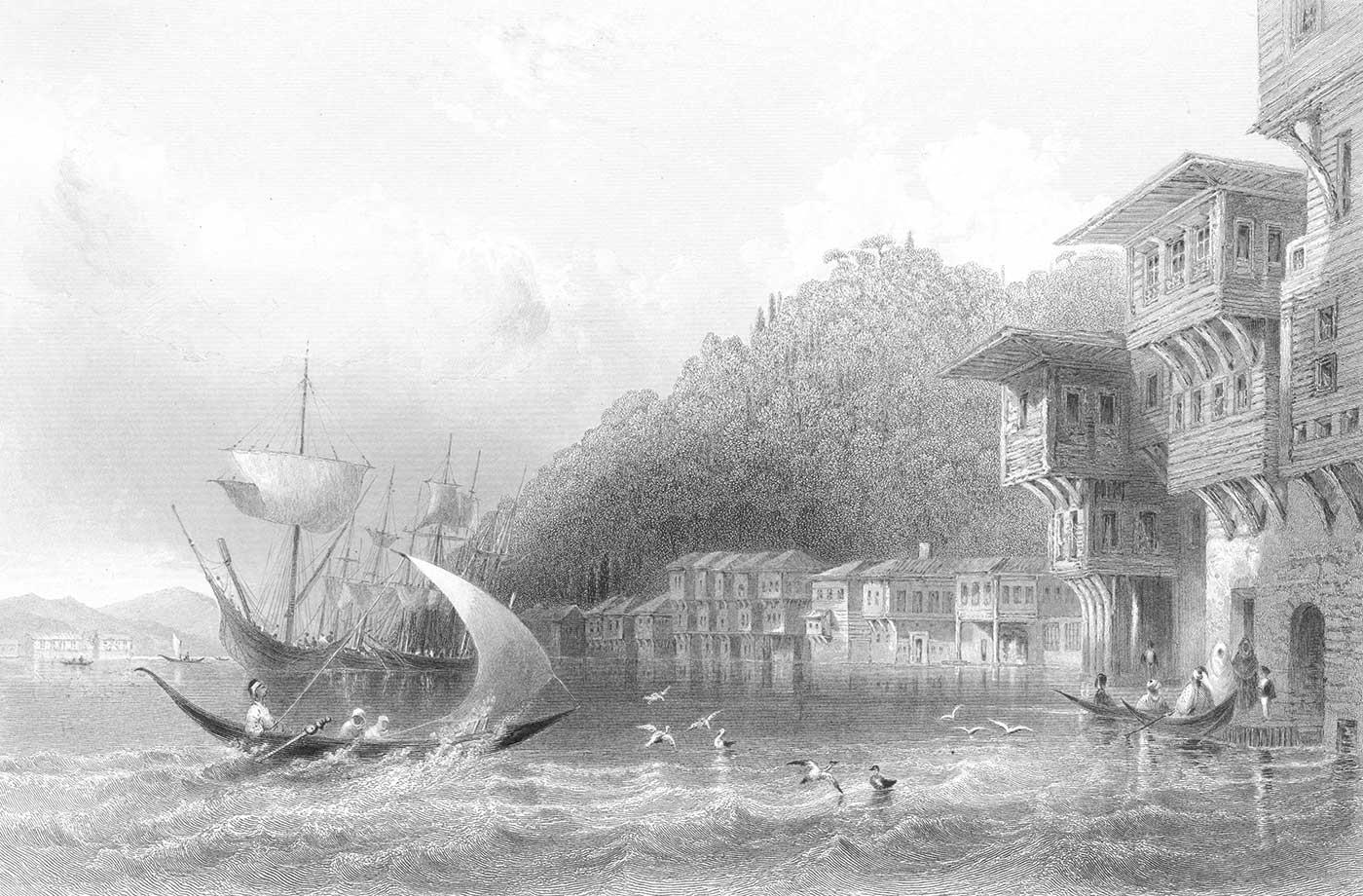 William Henry Bartlett Boğaz Kıyısından Yeniköy Kanvas Tablo