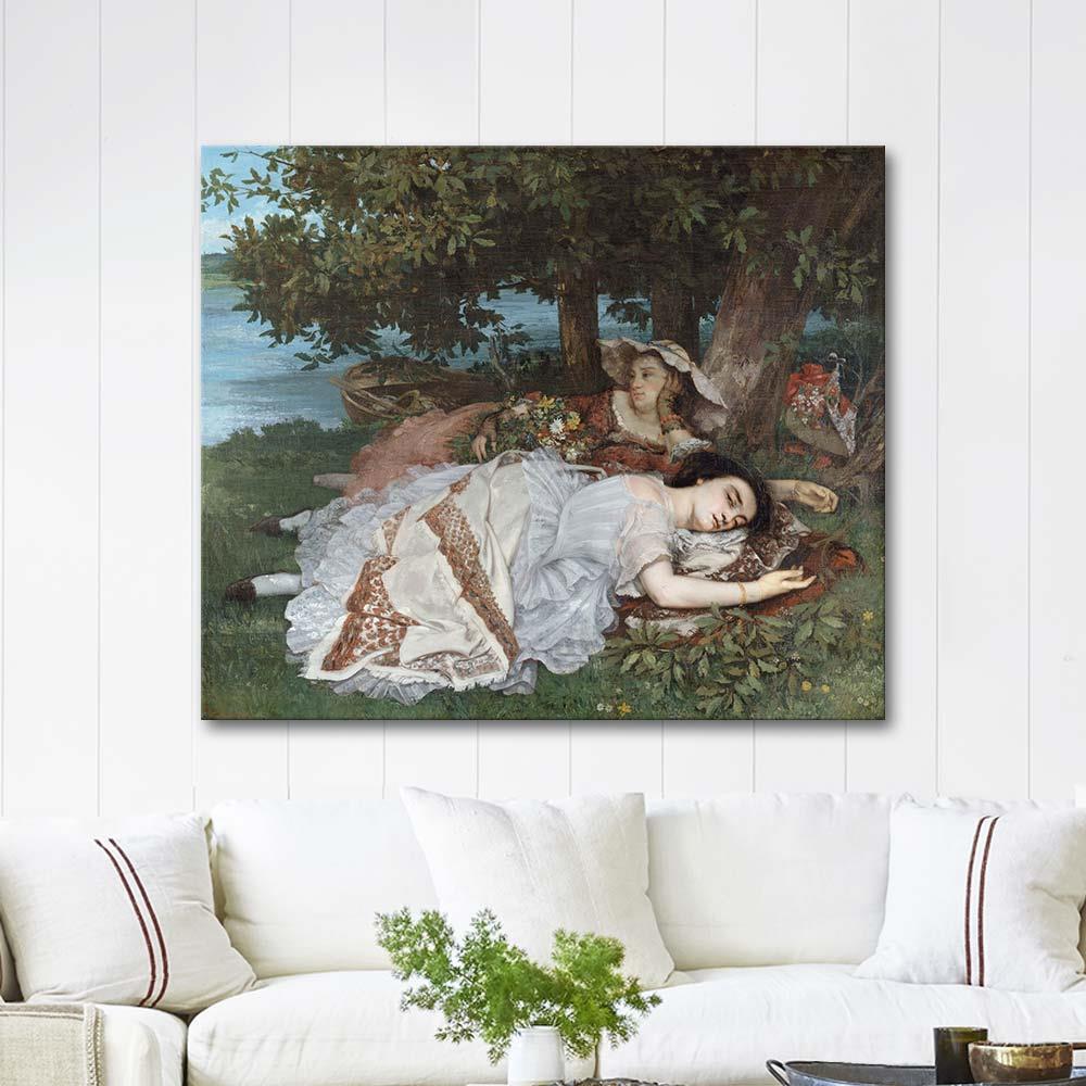 Gustave Courbet Sen Kıyısında Kızlar Kanvas Tablo