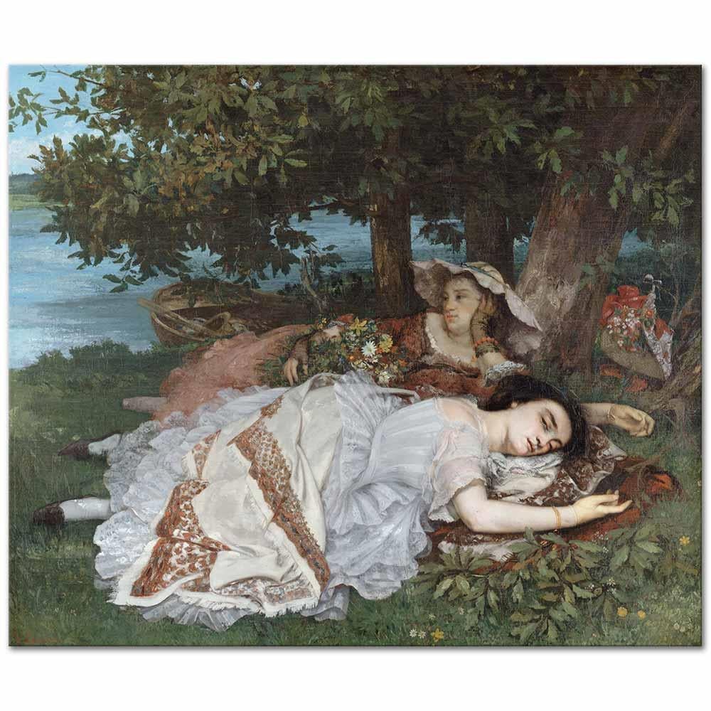 Gustave Courbet Sen Kıyısında Kızlar Kanvas Tablo
