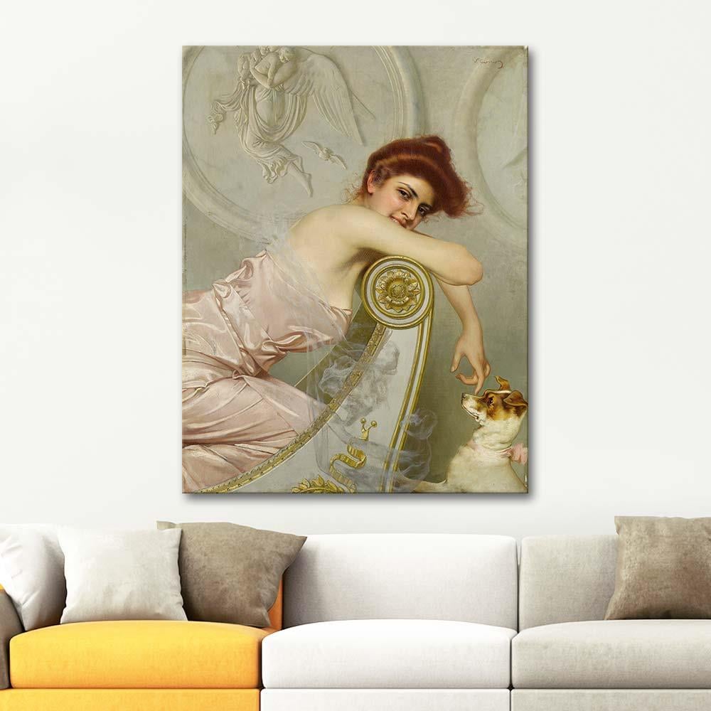 Vittorio Matteo Corcos Koltukta Genç Kadın Kanvas Tablo