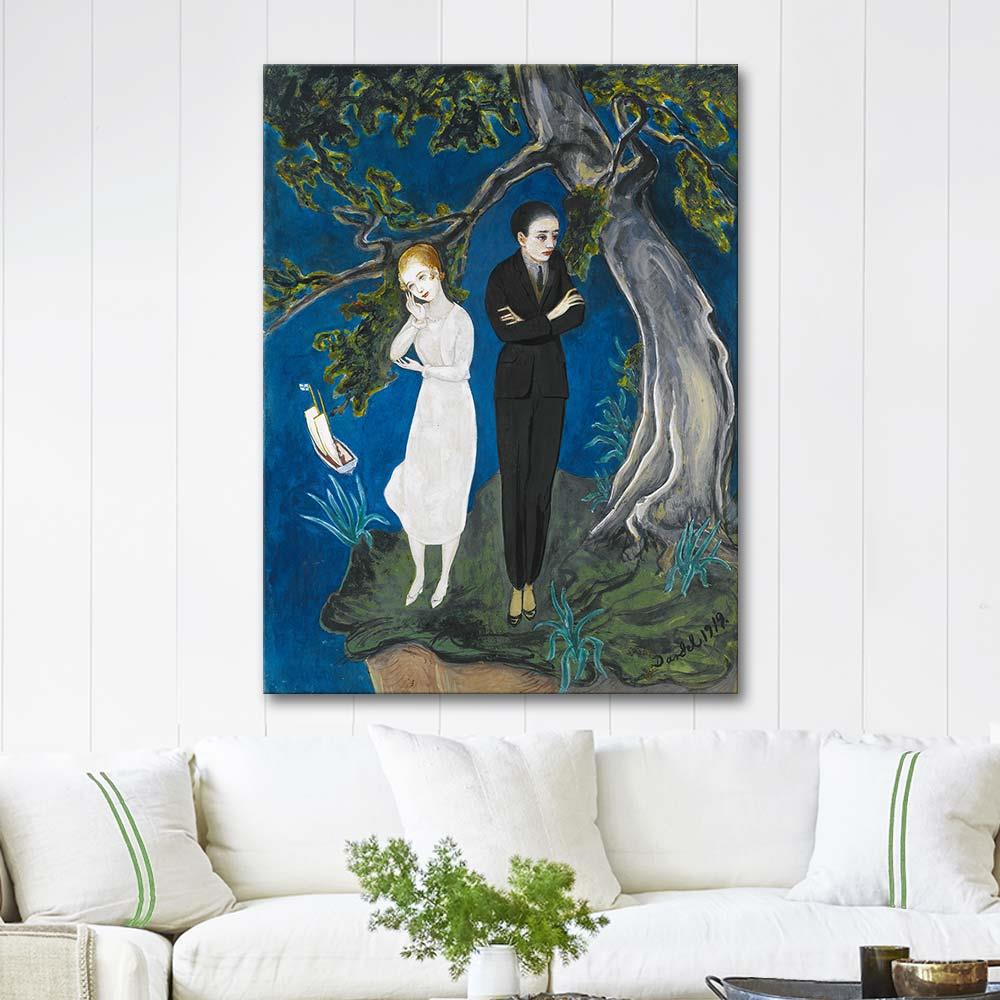 Nils Dardel Siyah Giyimli Genç Adam ve Beyaz Giyimli Kız Kanvas Tablo