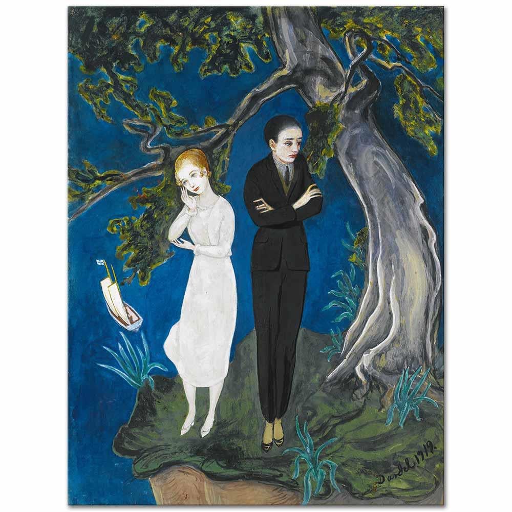 Nils Dardel Siyah Giyimli Genç Adam ve Beyaz Giyimli Kız Kanvas Tablo