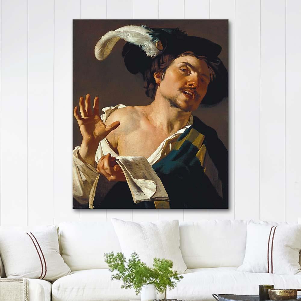 Dirck van Baburen Şarkı Söyleyen Genç Adam Kanvas Tablo