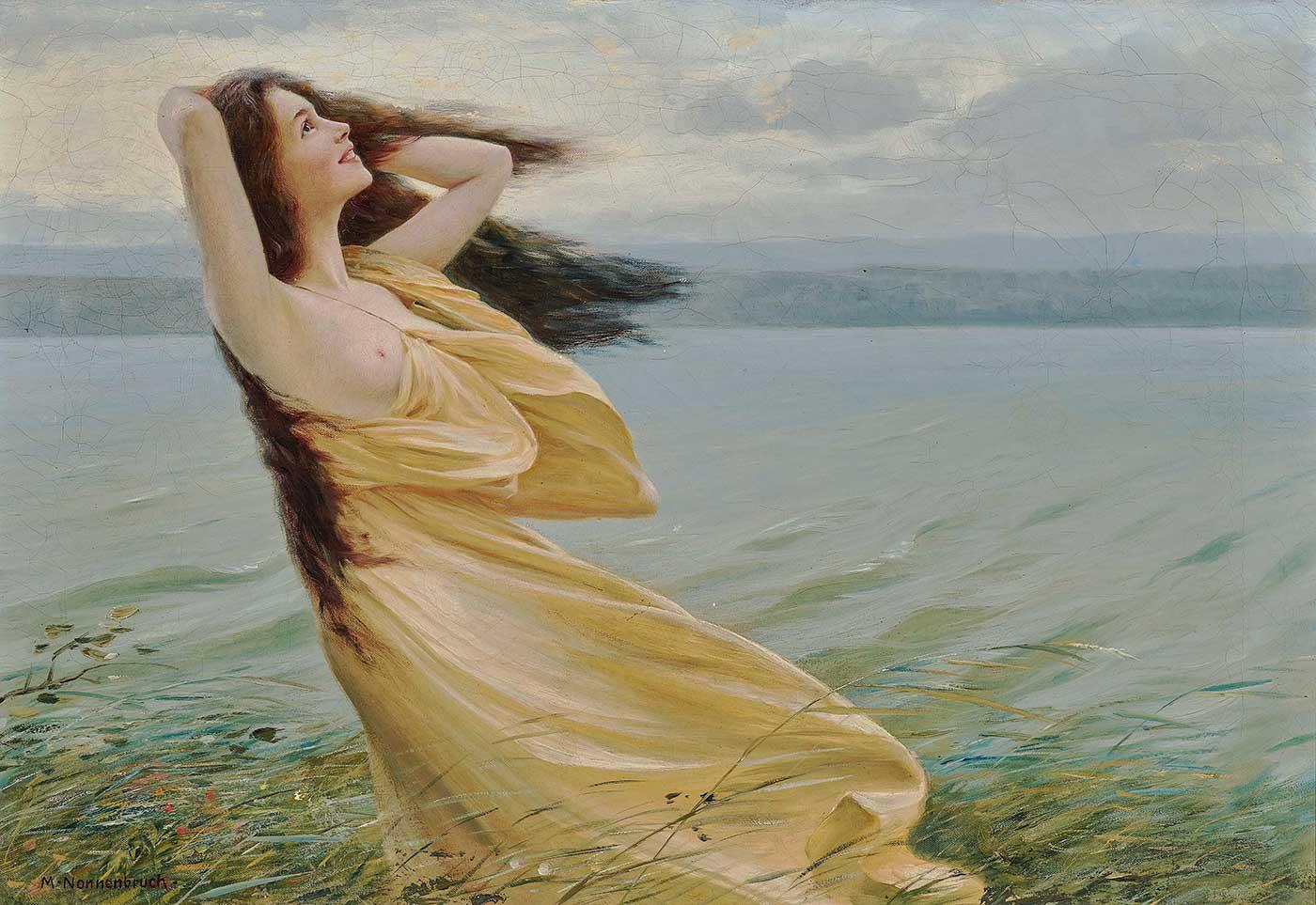 Young Woman by the Water by Max Nonnenbruch as Art Print