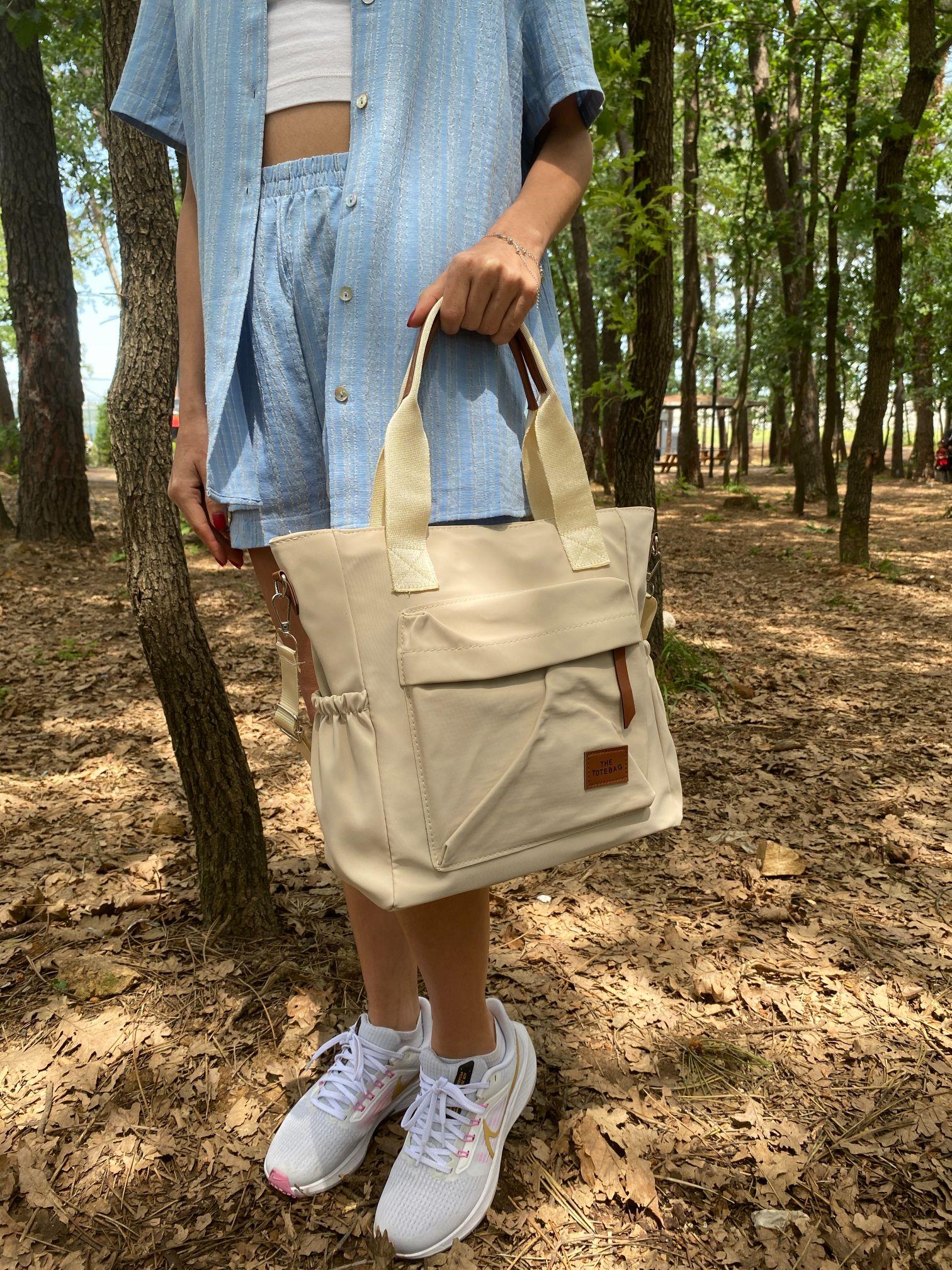 Krem Rengi Tote Çanta