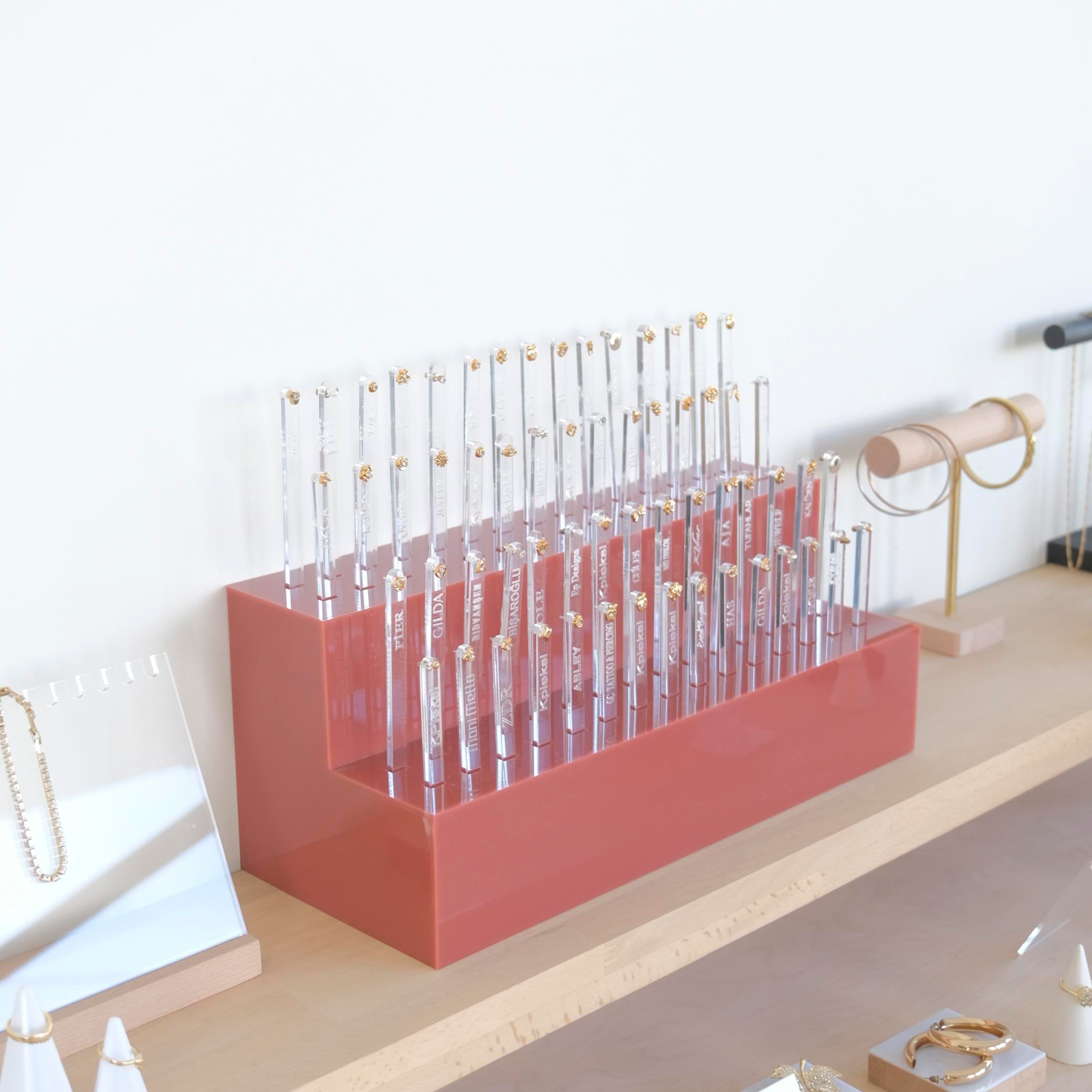 Pleksi piercing standı 60 deneme çubuklu