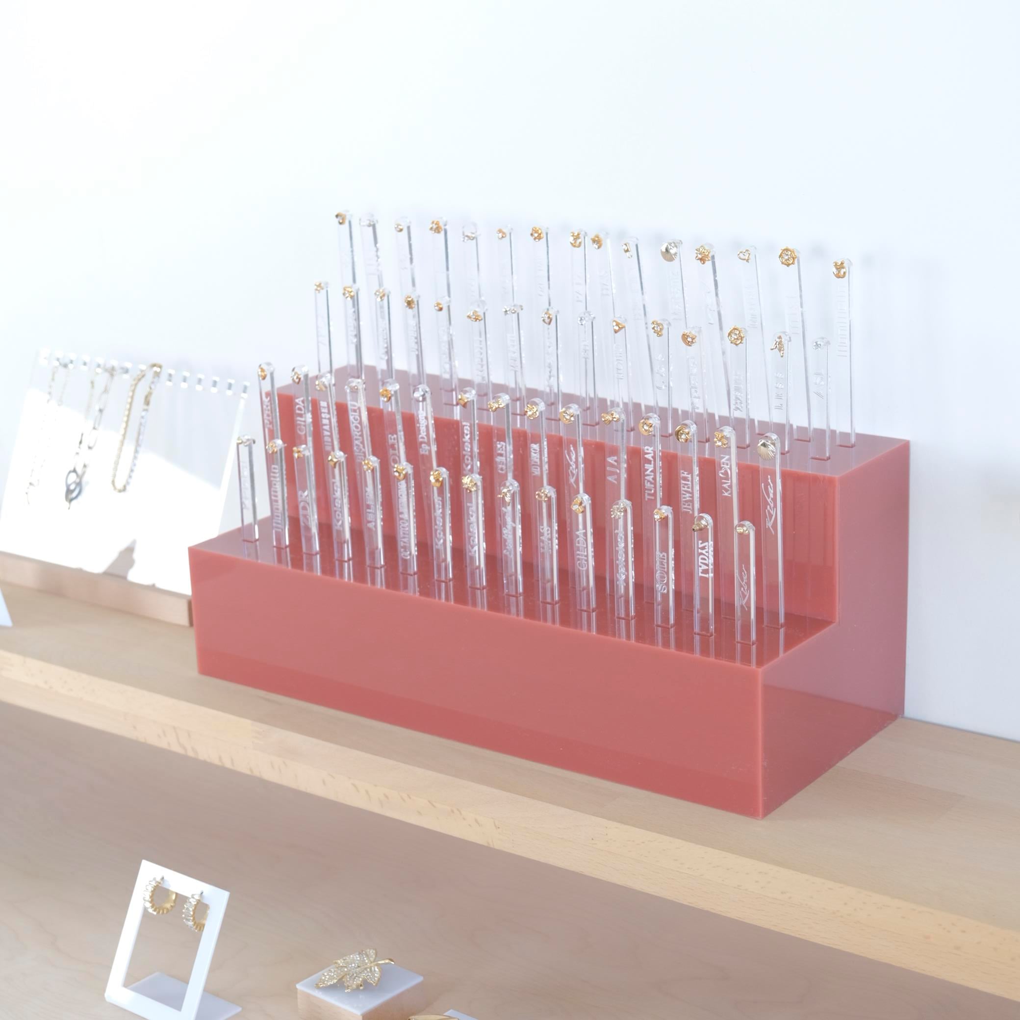 Pleksi piercing standı 60 deneme çubuklu