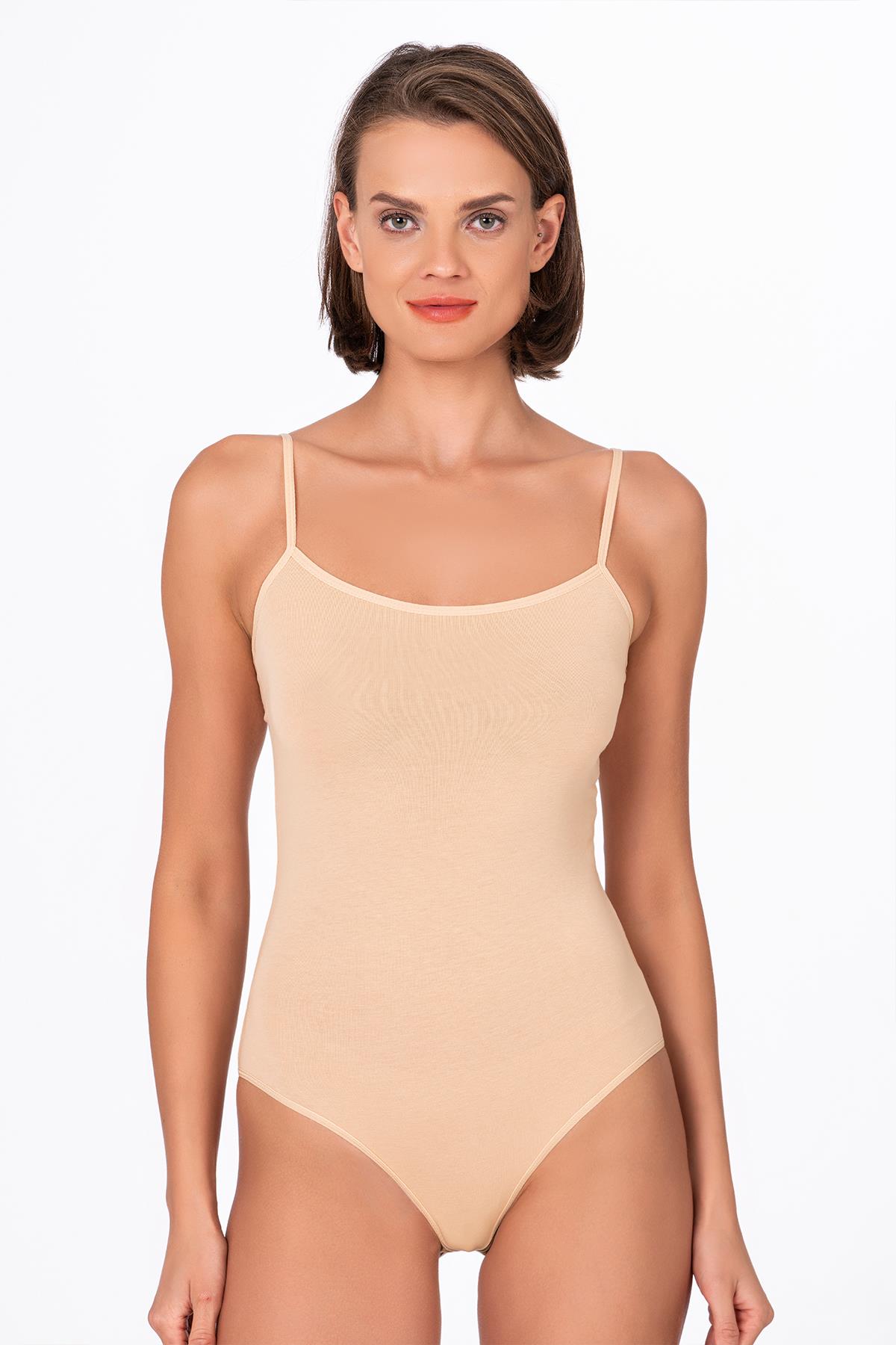  Kadın Çıtçıtlı İp Askılı Badi Ten | K0603