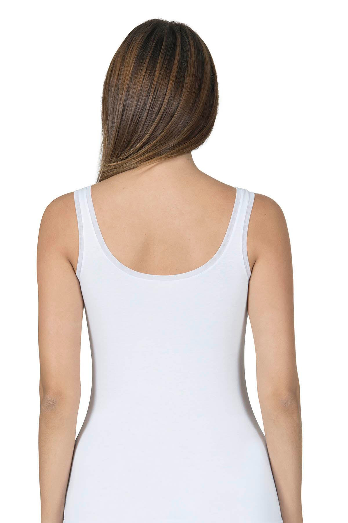  Kadın Modal Likralı Tül Biyeli Atlet Beyaz | K25493 