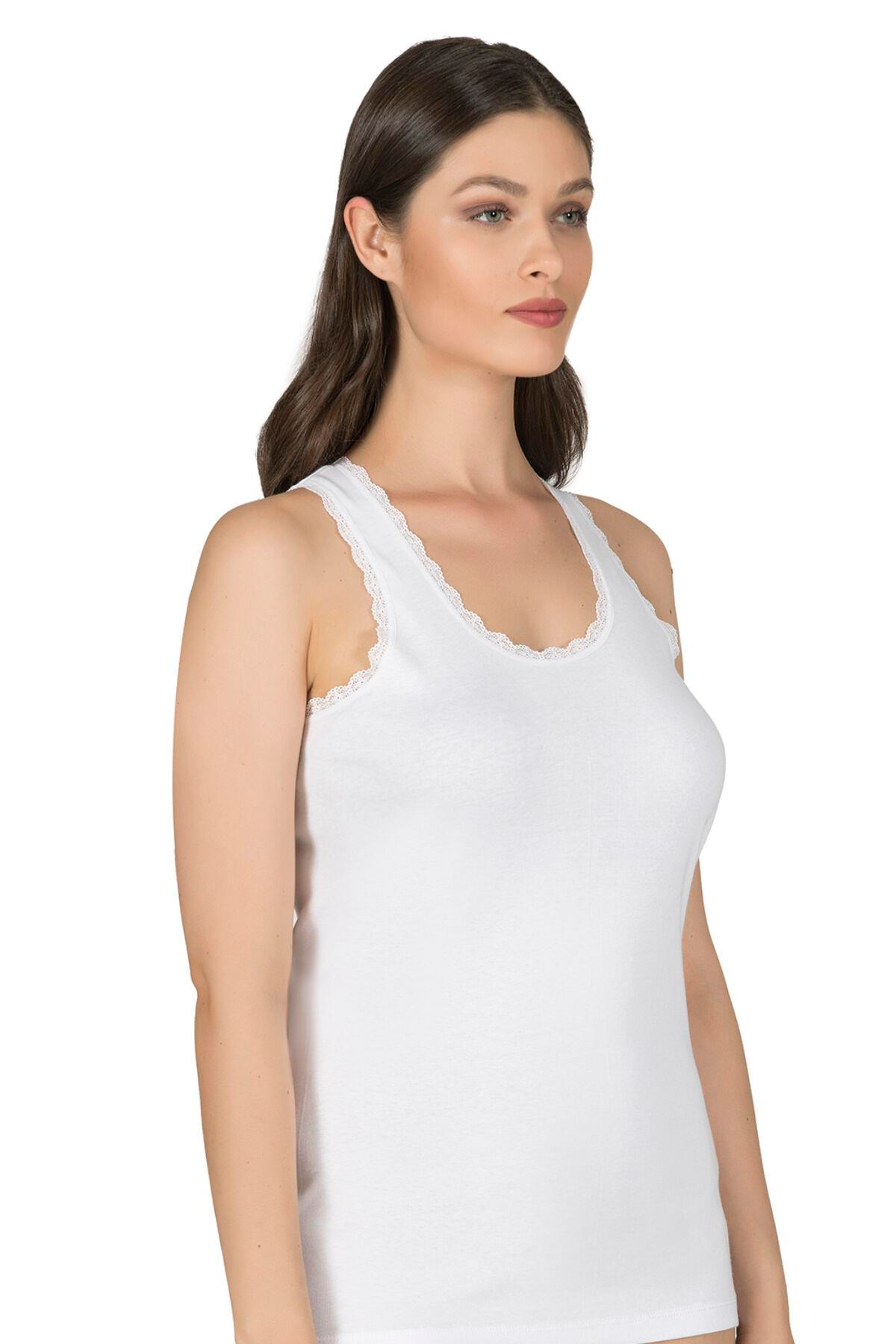  Kadın Ribana Atlet Beyaz | Kompedan K0375 