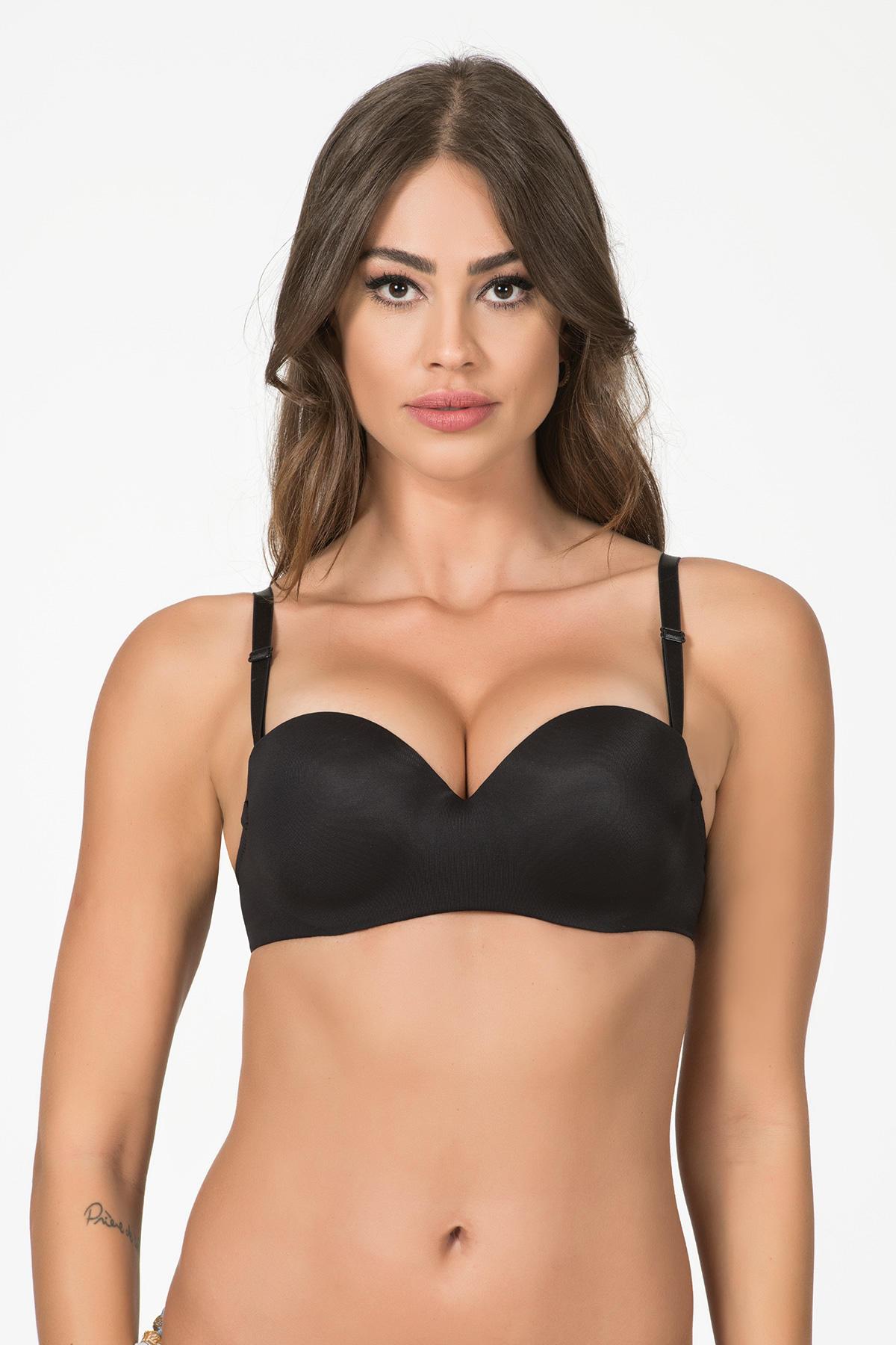  Straples Dolgulu Sütyen Siyah | Belvu 1110P 