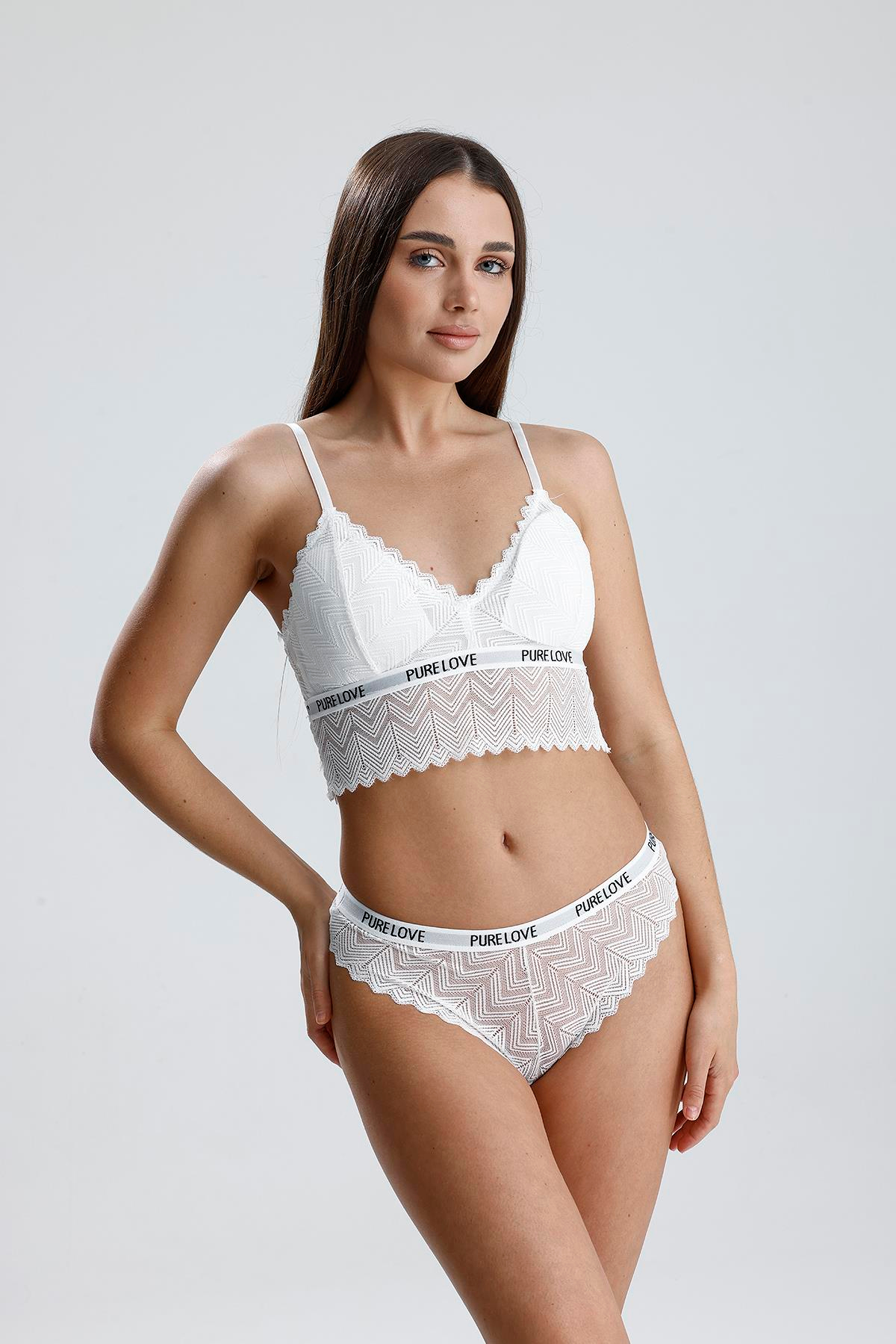 Dantel Detay Bralet Takım | Ekru 285