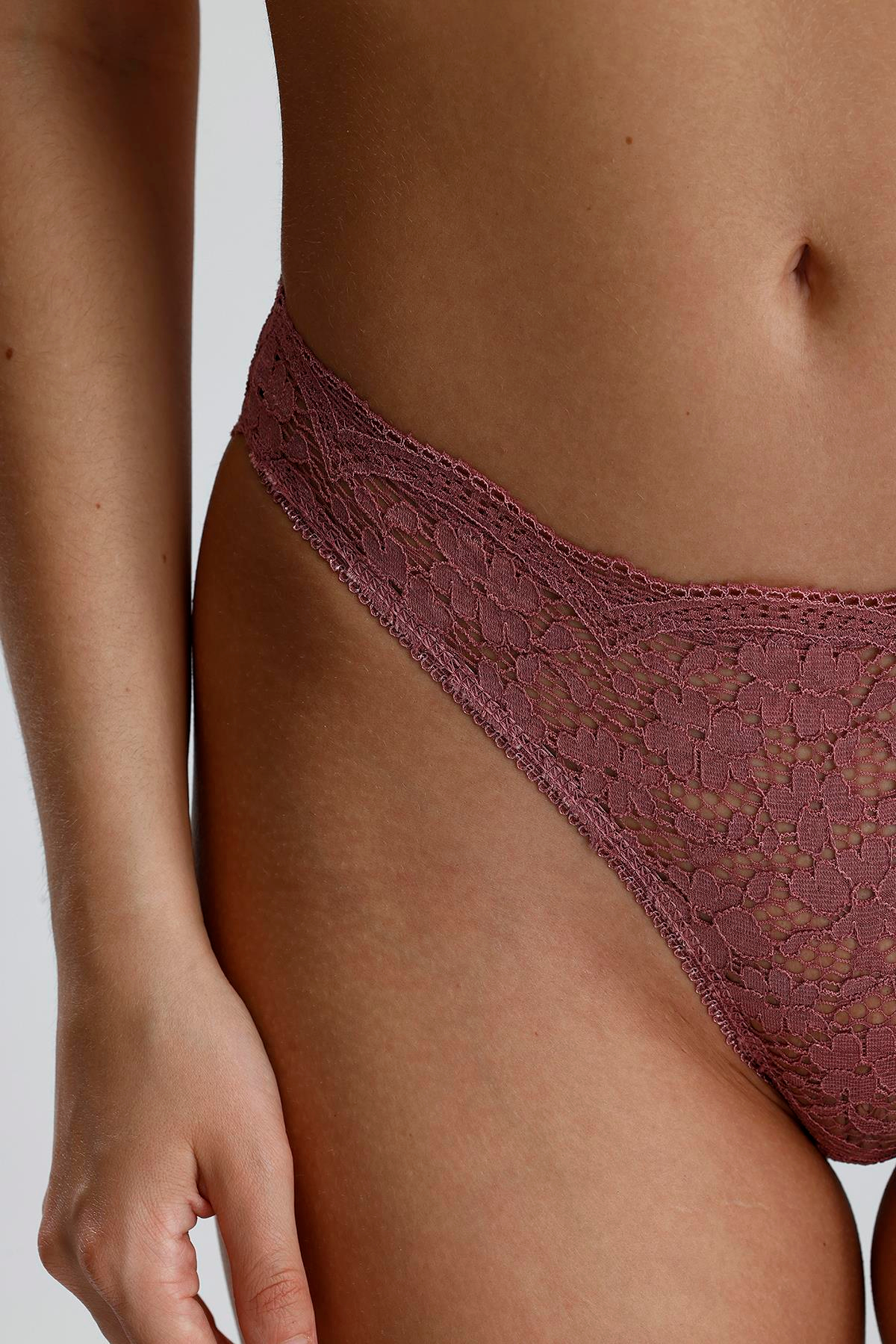 Dantel Detay Bralet Takım | Gül Kurusu 281