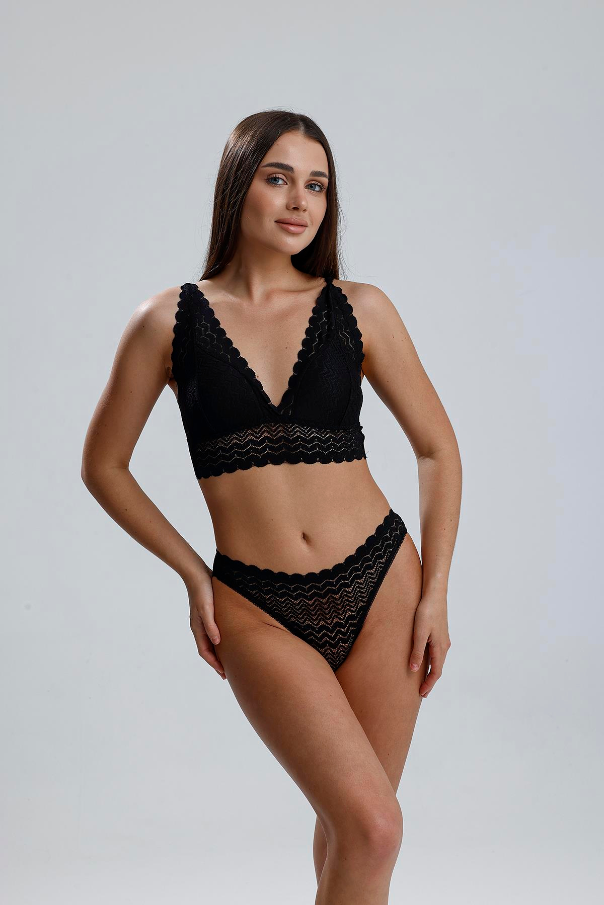 Dantelli Bralet Takım | Siyah 284