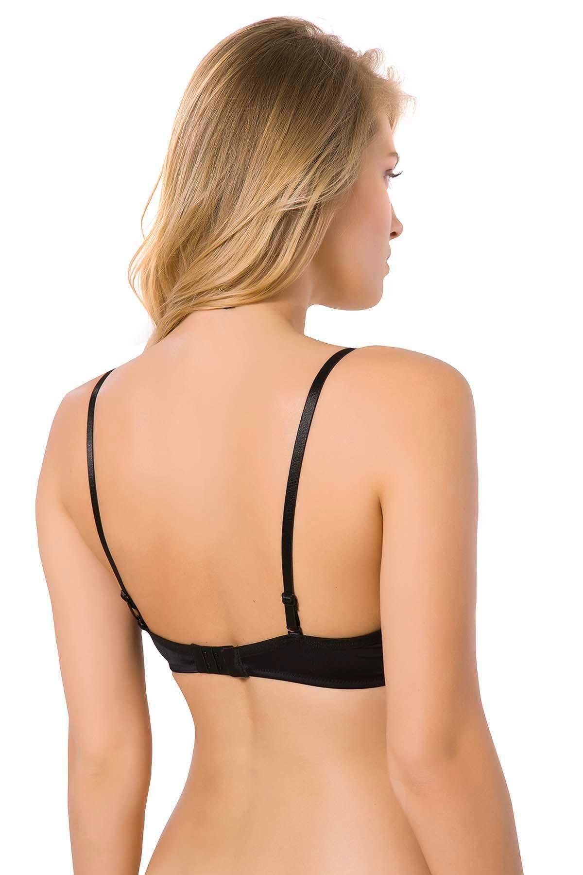 Desteksiz Sütyen Micro Kaplı Kulaklı Boş Kap Beyaz | Siyah 7010 