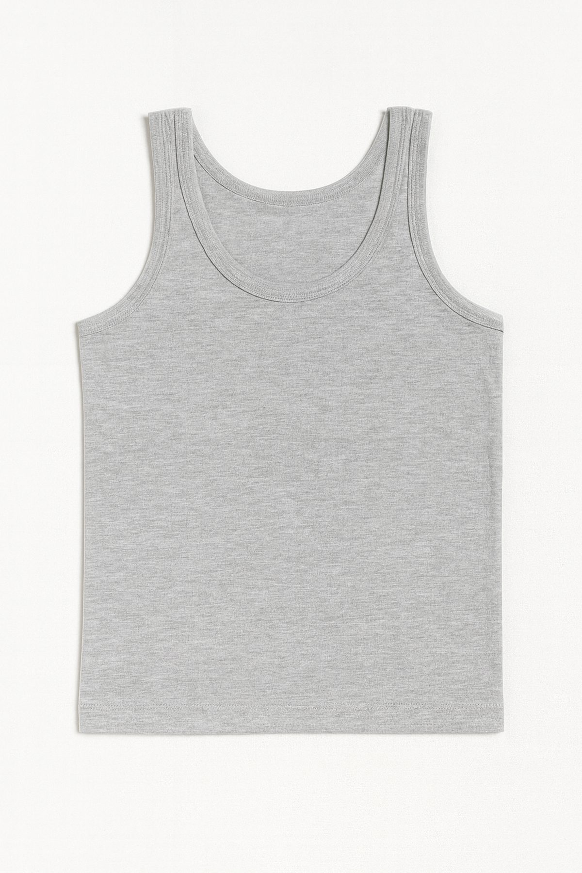 Erkek Çocuk %100 Pamuklu Ribana Kalın Askılı Atlet | Gri Melanj K0801