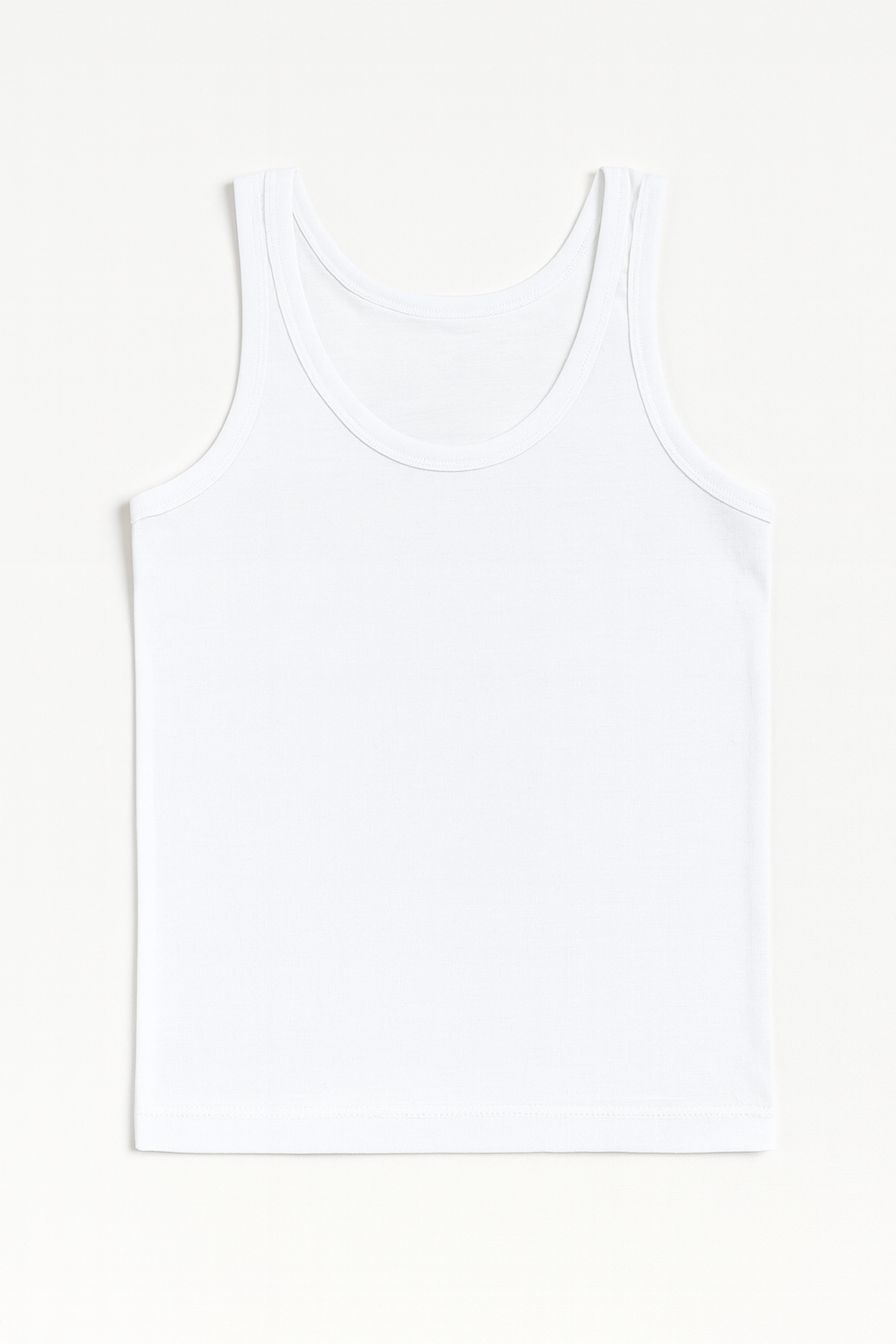 Erkek Çocuk %100 Pamuklu Ribana Kalın Askılı Atlet | Beyaz K0801