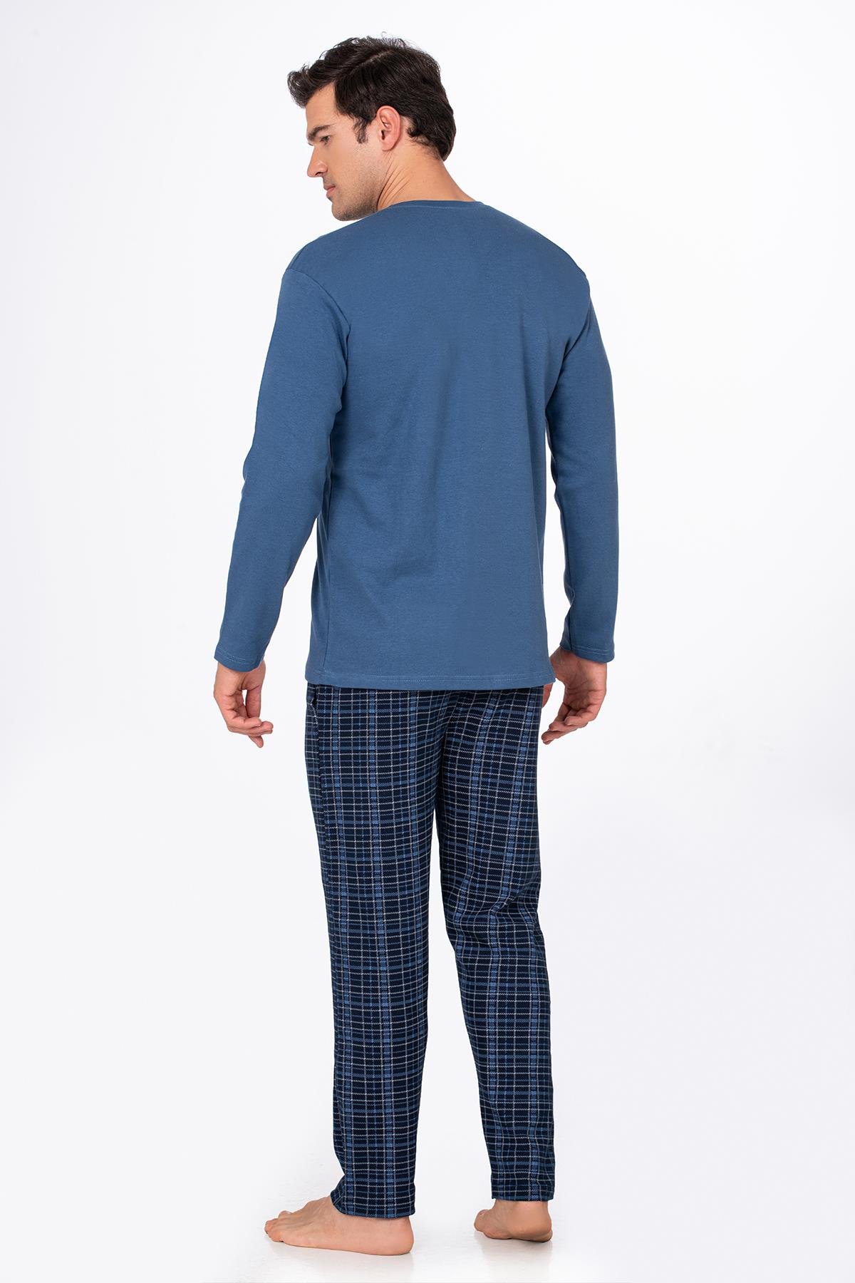 Erkek İnterlok Penye Bisiklet Yaka Pijama Takımı | 020