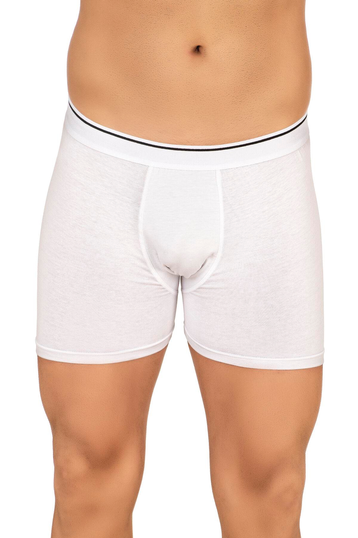 Erkek Modal Pamuklu Boxer Şort | Beyaz K11256