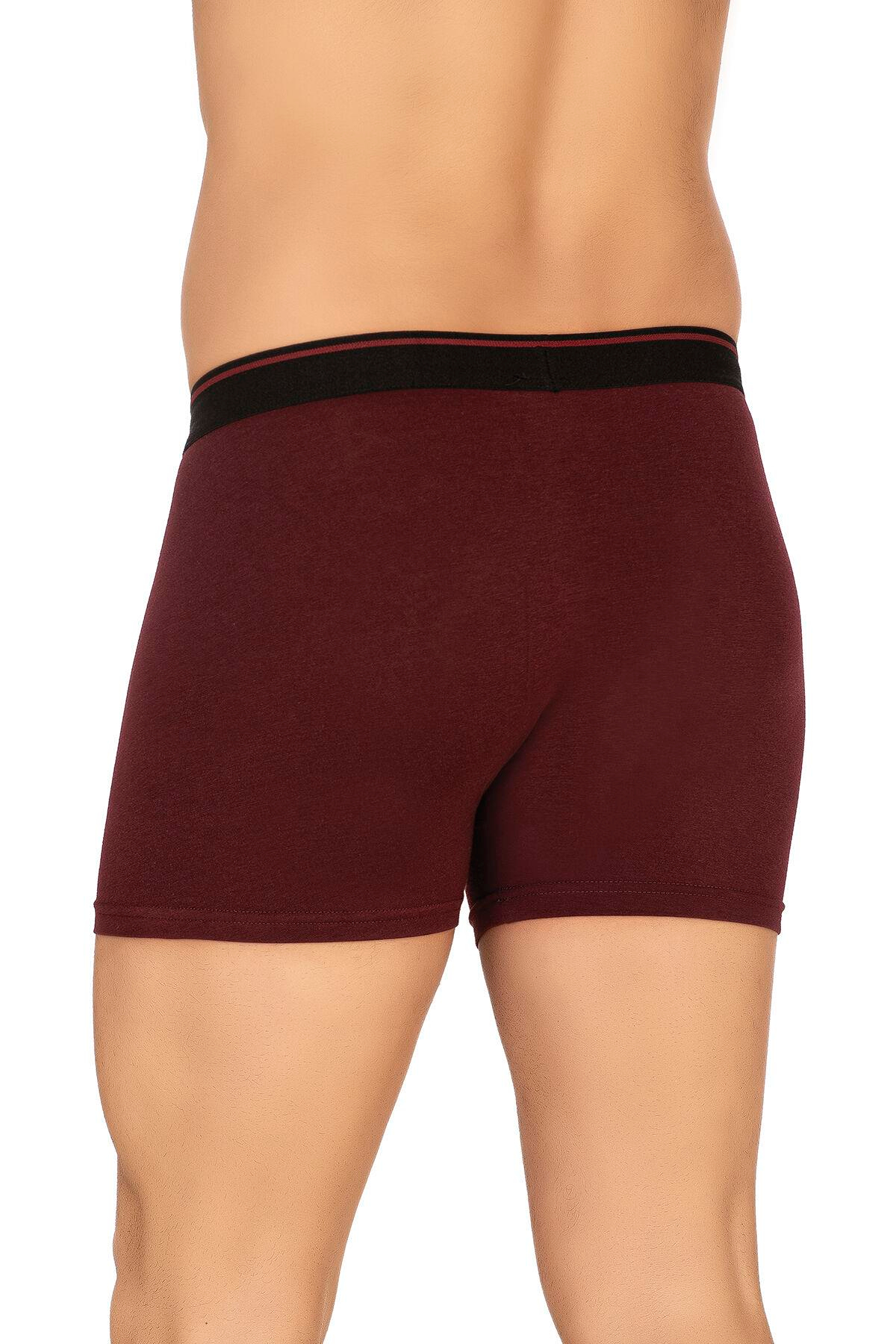 Erkek Modal Pamuklu Boxer Şort | Bordo K11256