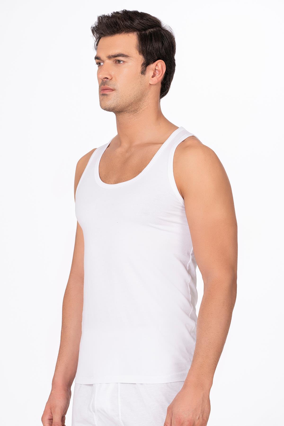 Erkek Pamuklu Modal Esnek Atlet Beyaz | K10852 