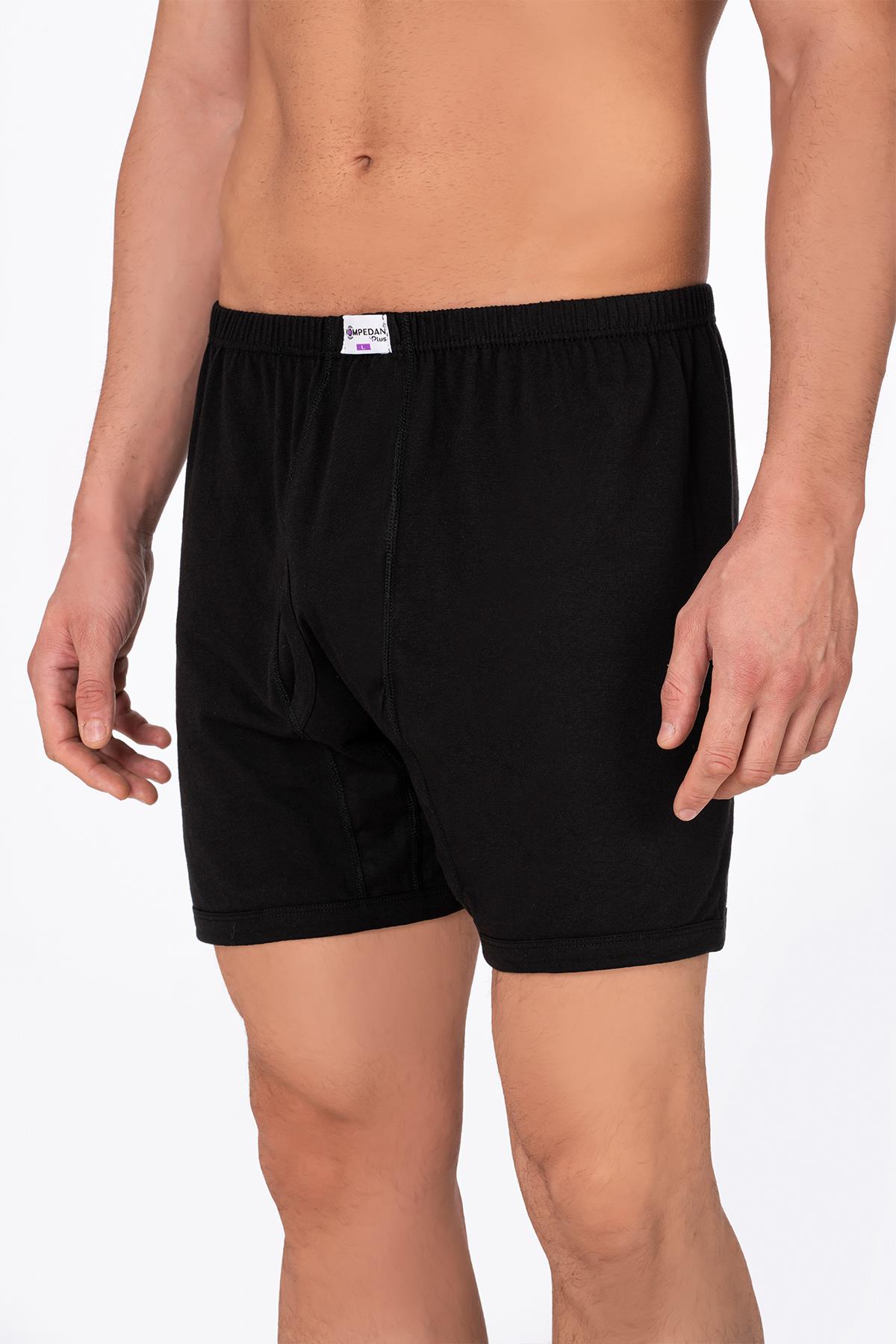 Erkek Pamuklu Penye Paçalı Boxer 3'lü Paket – Rahat & Dayanıklı | Siyah K0043