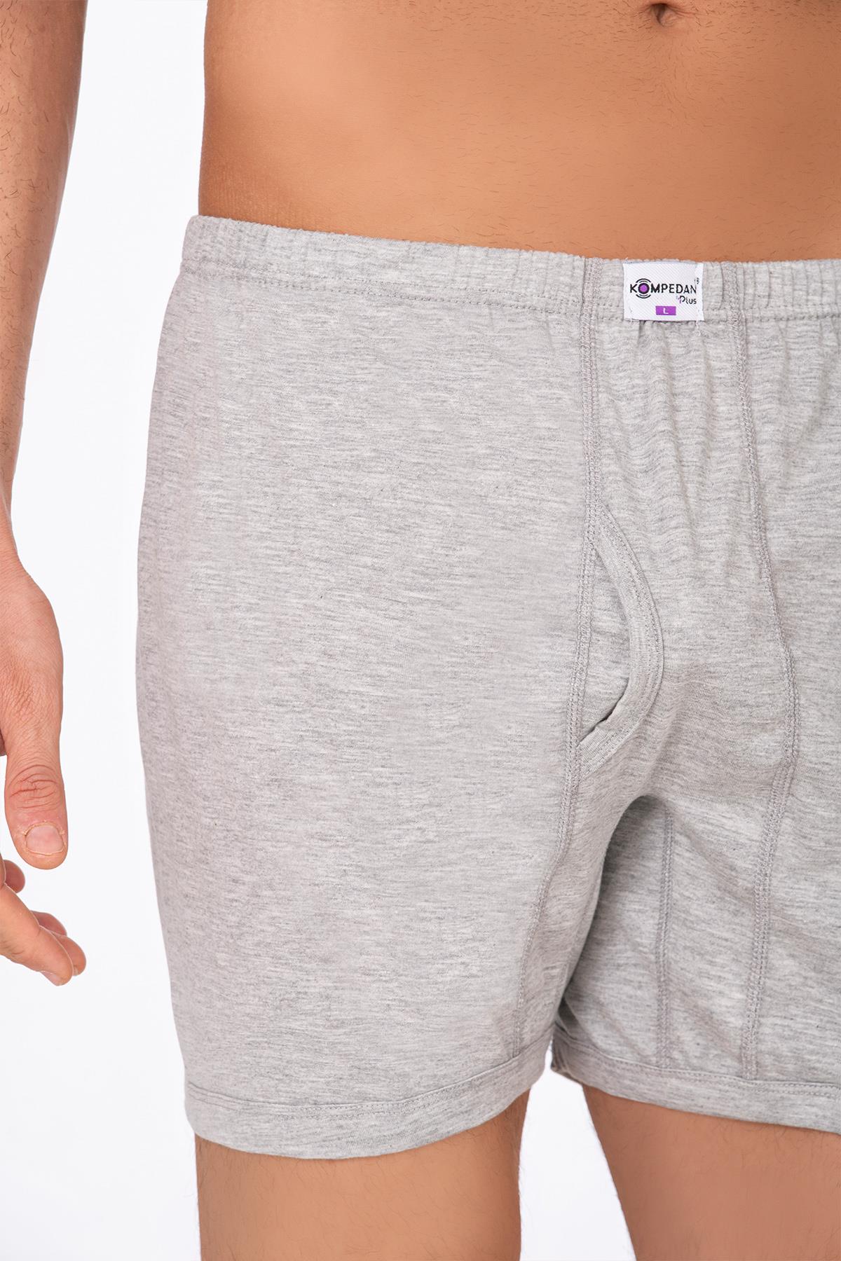 Erkek Pamuklu Penye Paçalı Boxer 3'lü Paket – Rahat & Dayanıklı | Gri Melanj K0043