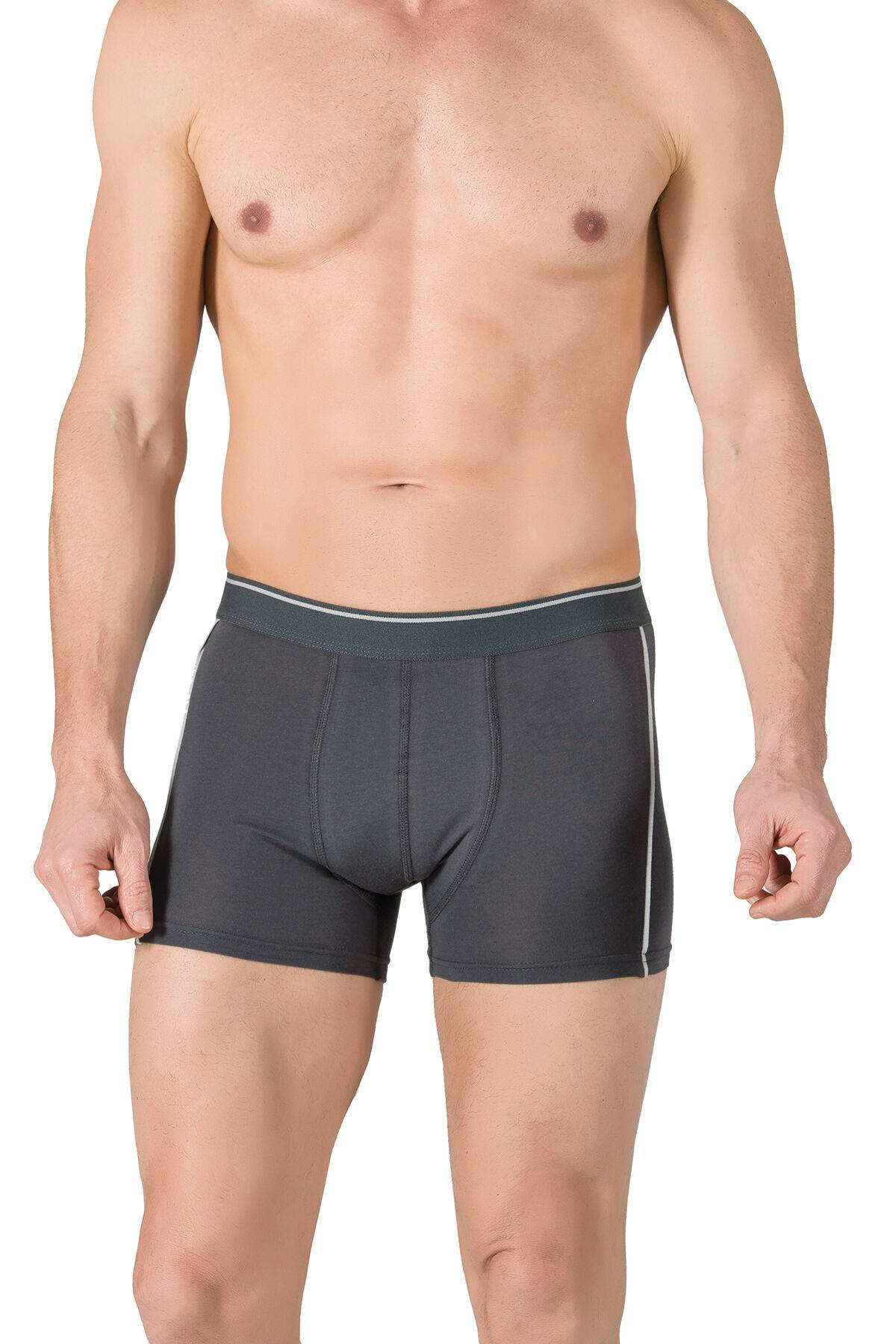 Erkek Penye Likralı Pamuklu Boxer | Antrasit K11314