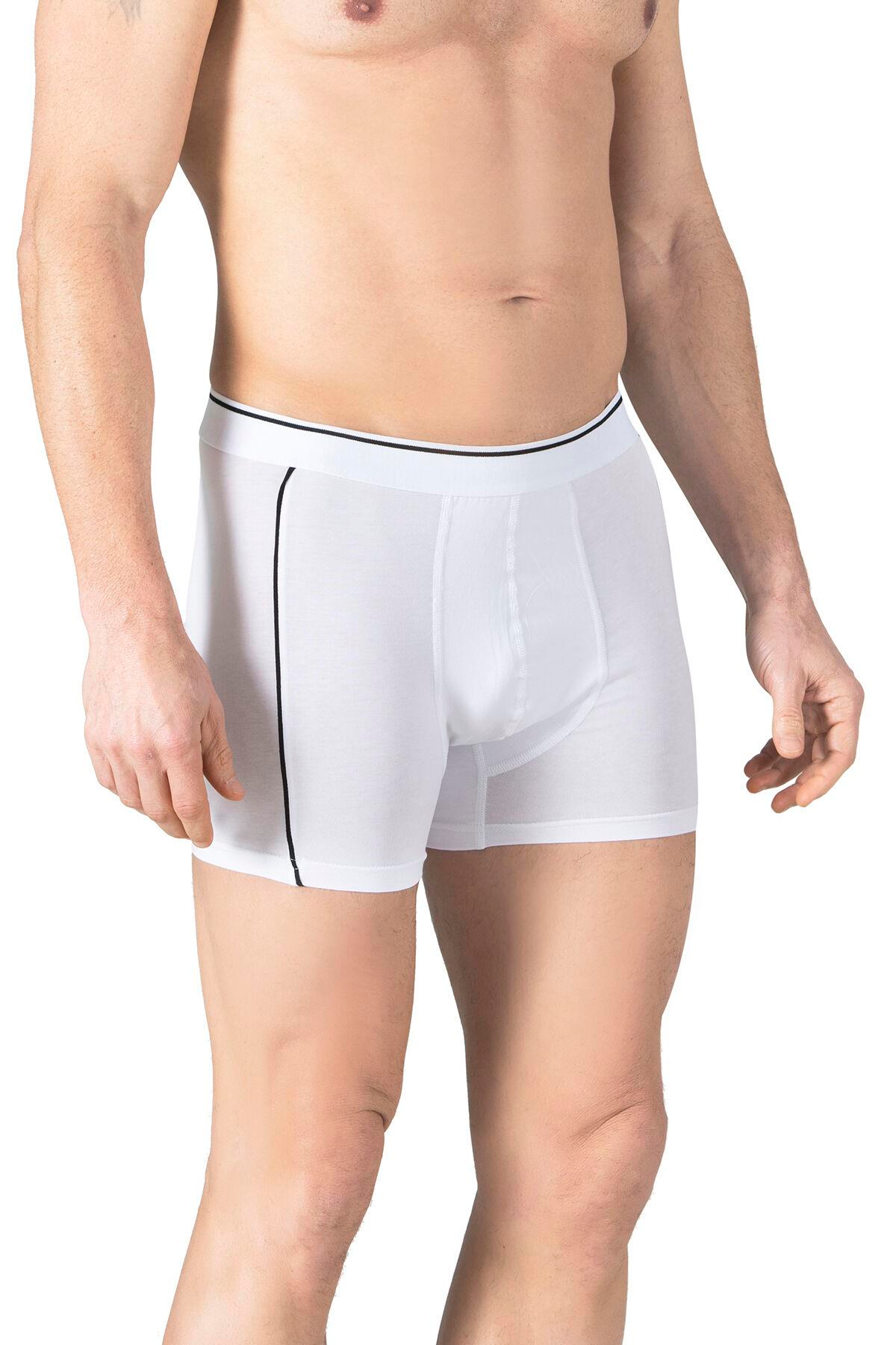 Erkek Penye Likralı Pamuklu Boxer | Beyaz K11314