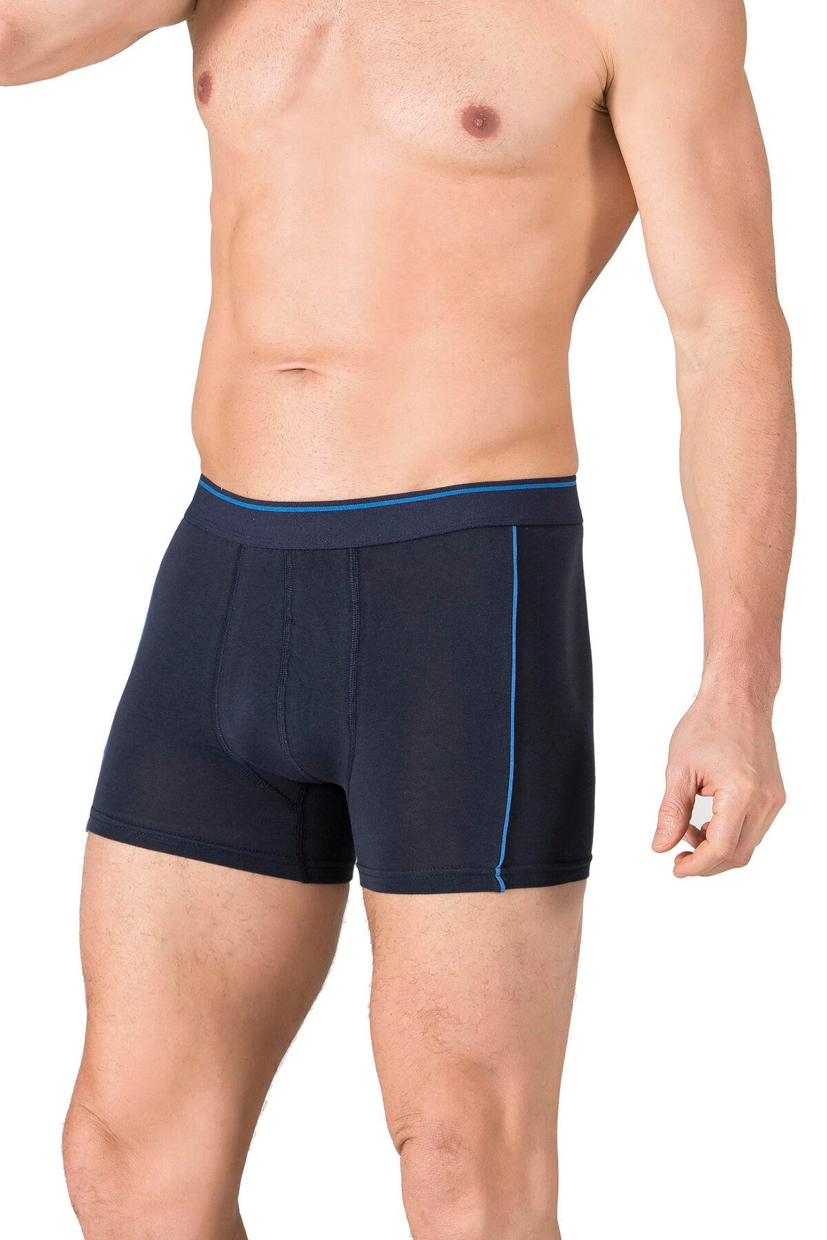 Erkek Penye Likralı Pamuklu Boxer | Lacivert K11314