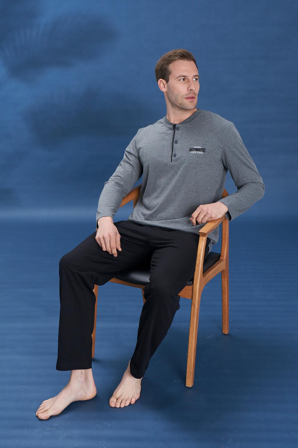 Erkek Penye Süprem Battal Önü Patlı Takım | Antrasit Melanj 2118