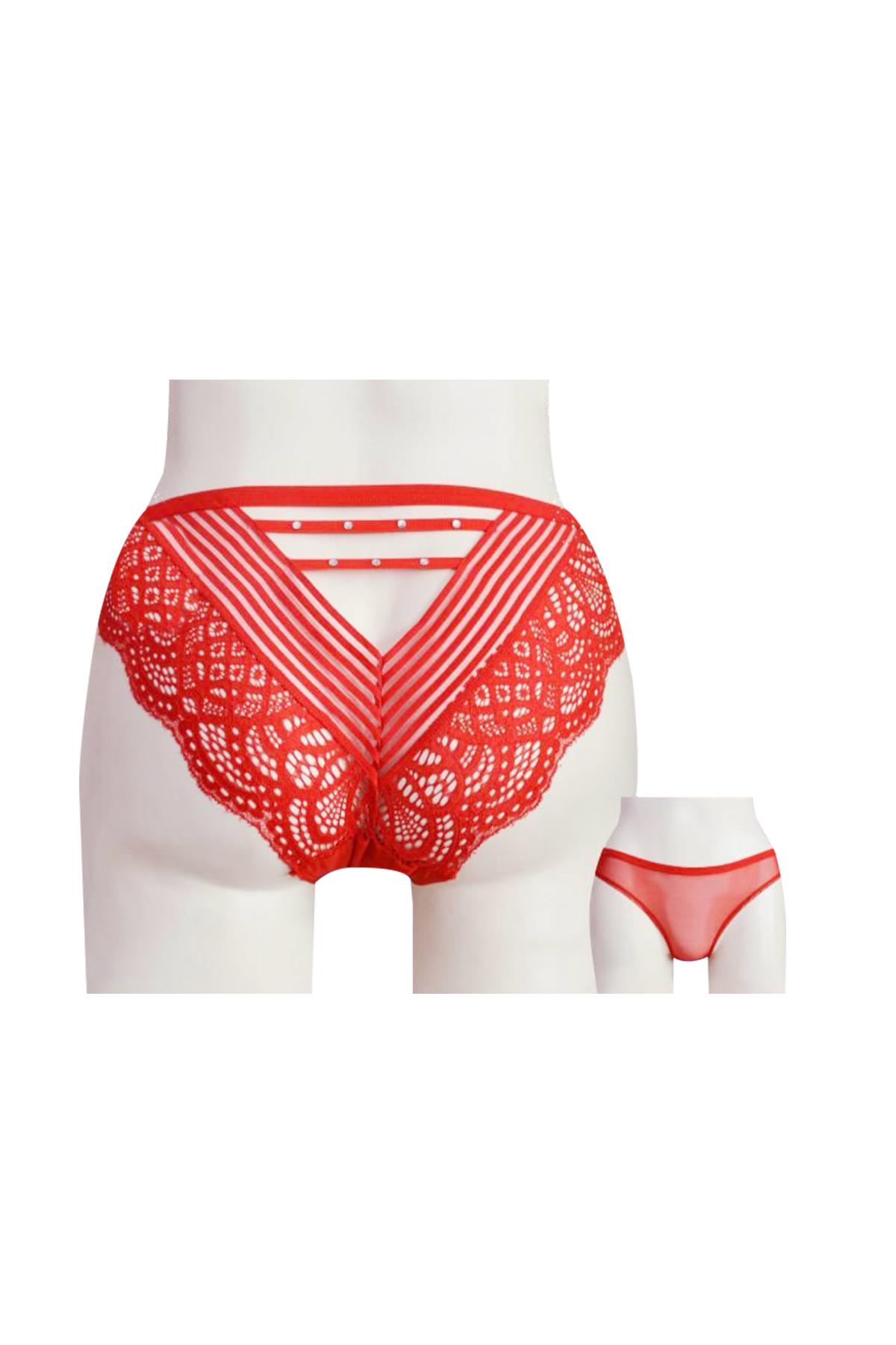 Kadın Bikini Ön Tül Arka Bant Ortası Transparan | Papatya 5206