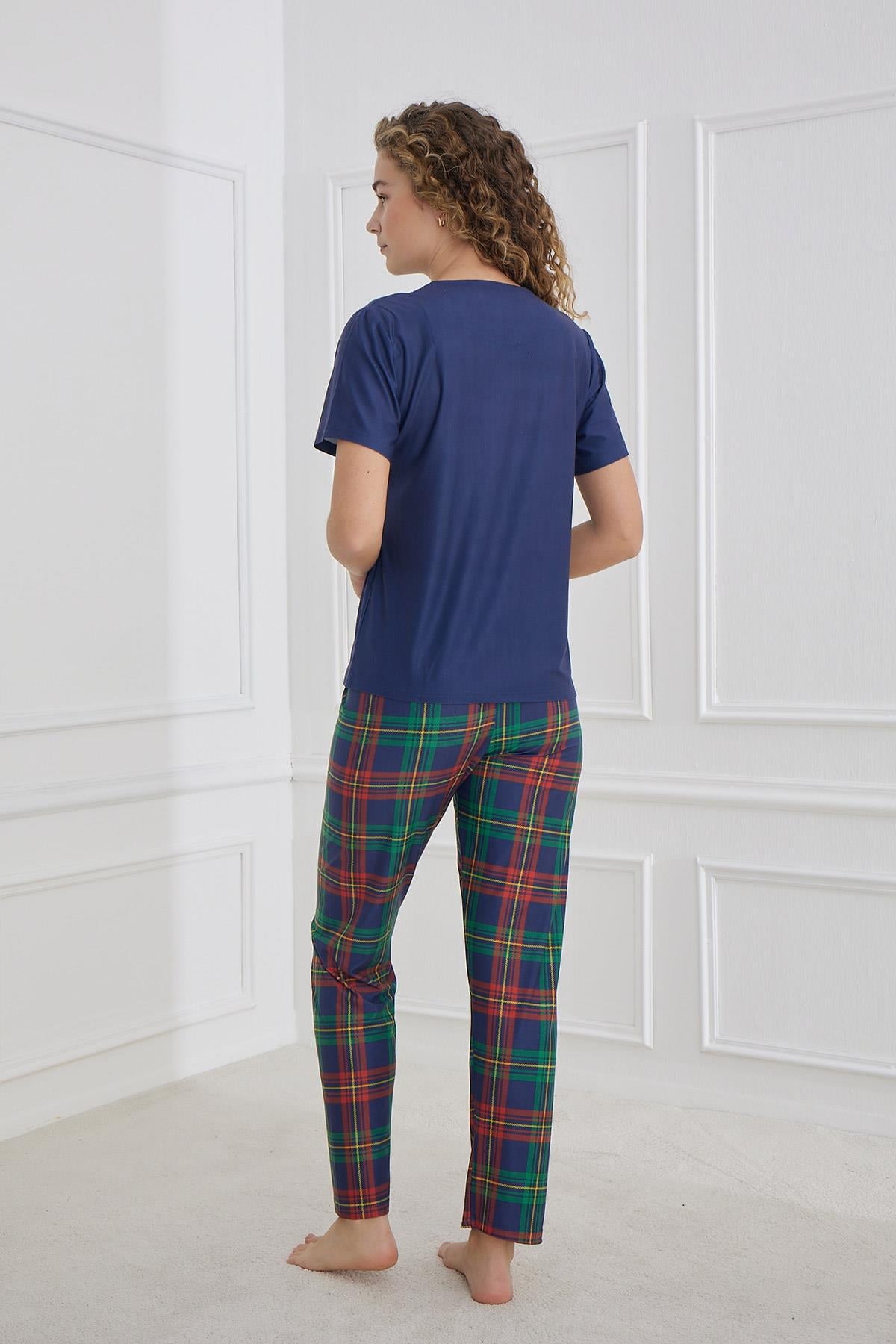 Kadın Bisiklet Yaka Pijama Takım | 30102-1281