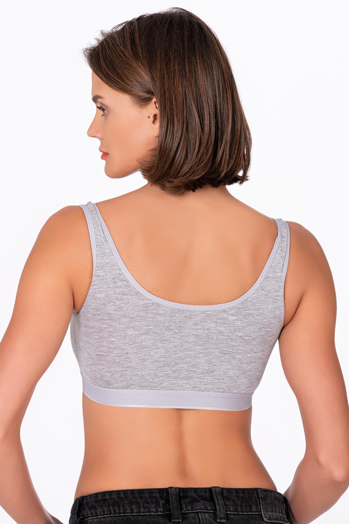 Kadın Düz Sporcu Sütyen – Esnek Rahat Form | Gri 5016