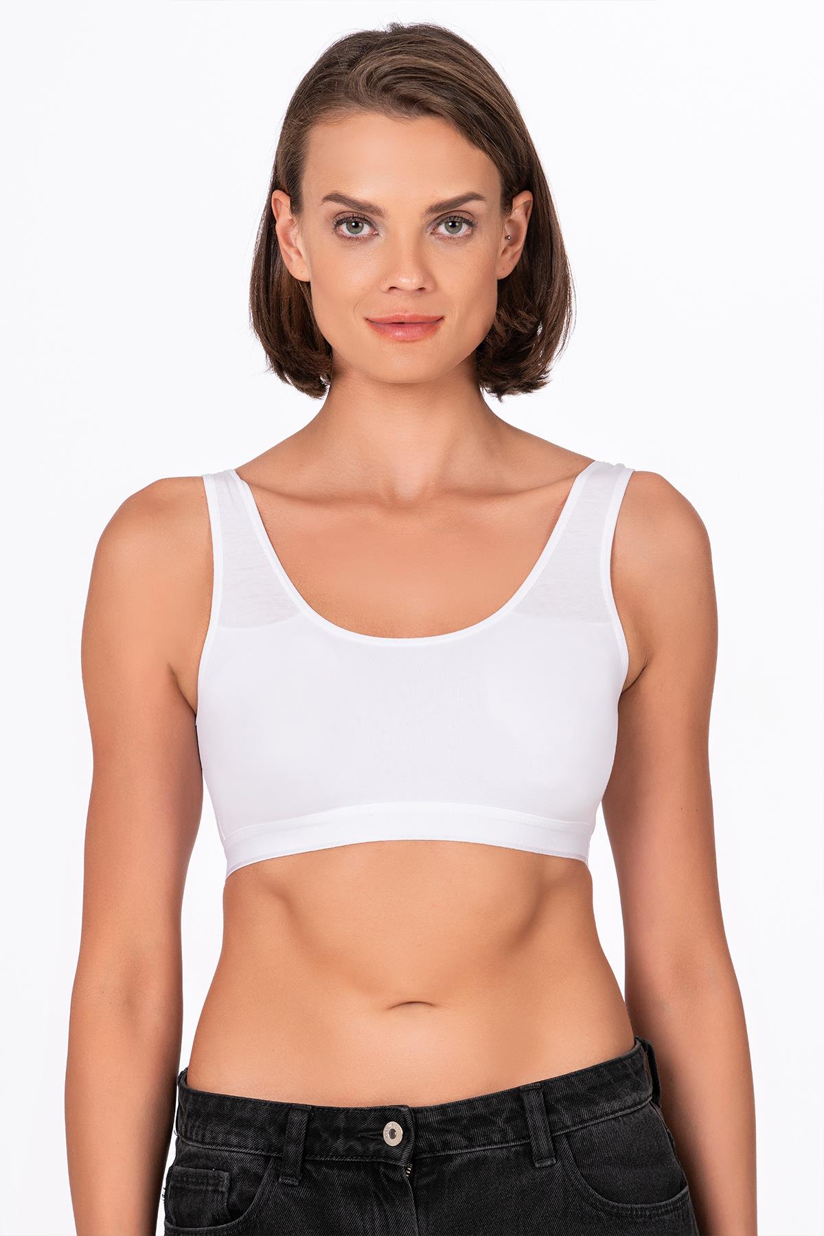 Kadın Düz Sporcu Sütyen – Esnek Rahat Form | Beyaz 5016