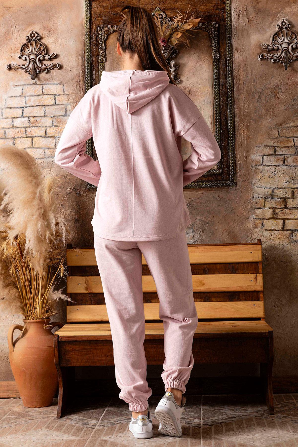 Kadın Genç İki İplik Kapüşonlu Pijama Takım | Ercan P-200-443