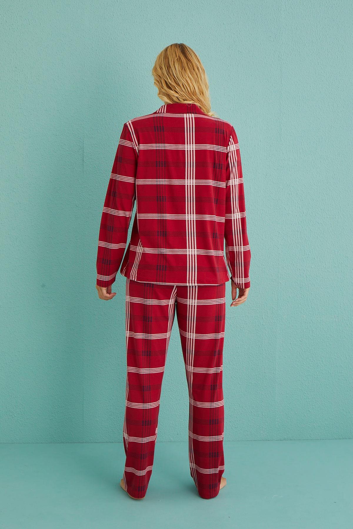 Kadın Genç Milan Önden Düğmeli Uzun Kollu Pijama Takımı | 50701-68