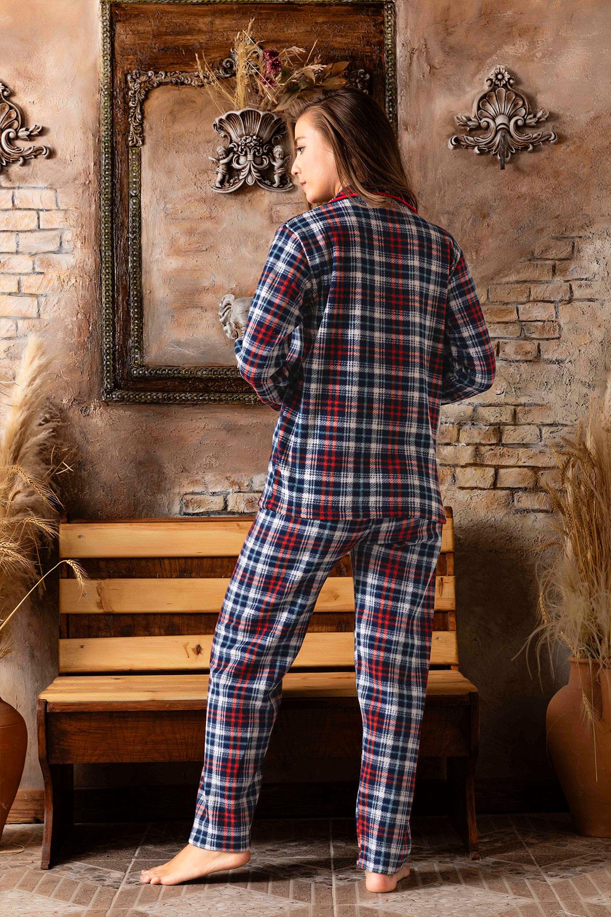 Kadın Genç Polar Önden Düğmeli Pijama Takım | Sude M-200-263
