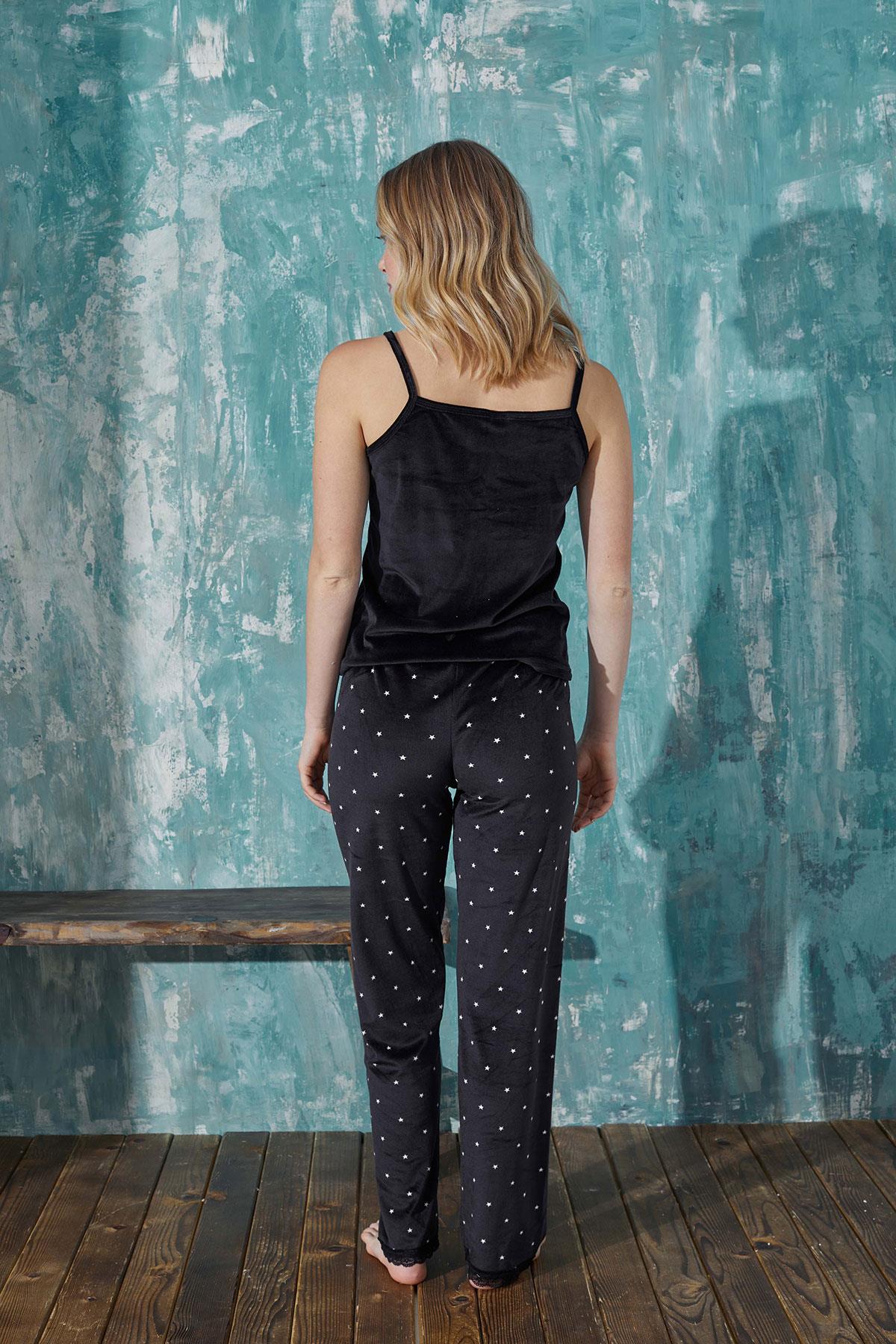 Kadın Kadife Sabahlıklı Altı Uzun 3'lü Pijama Takım | Arcan 13451-46