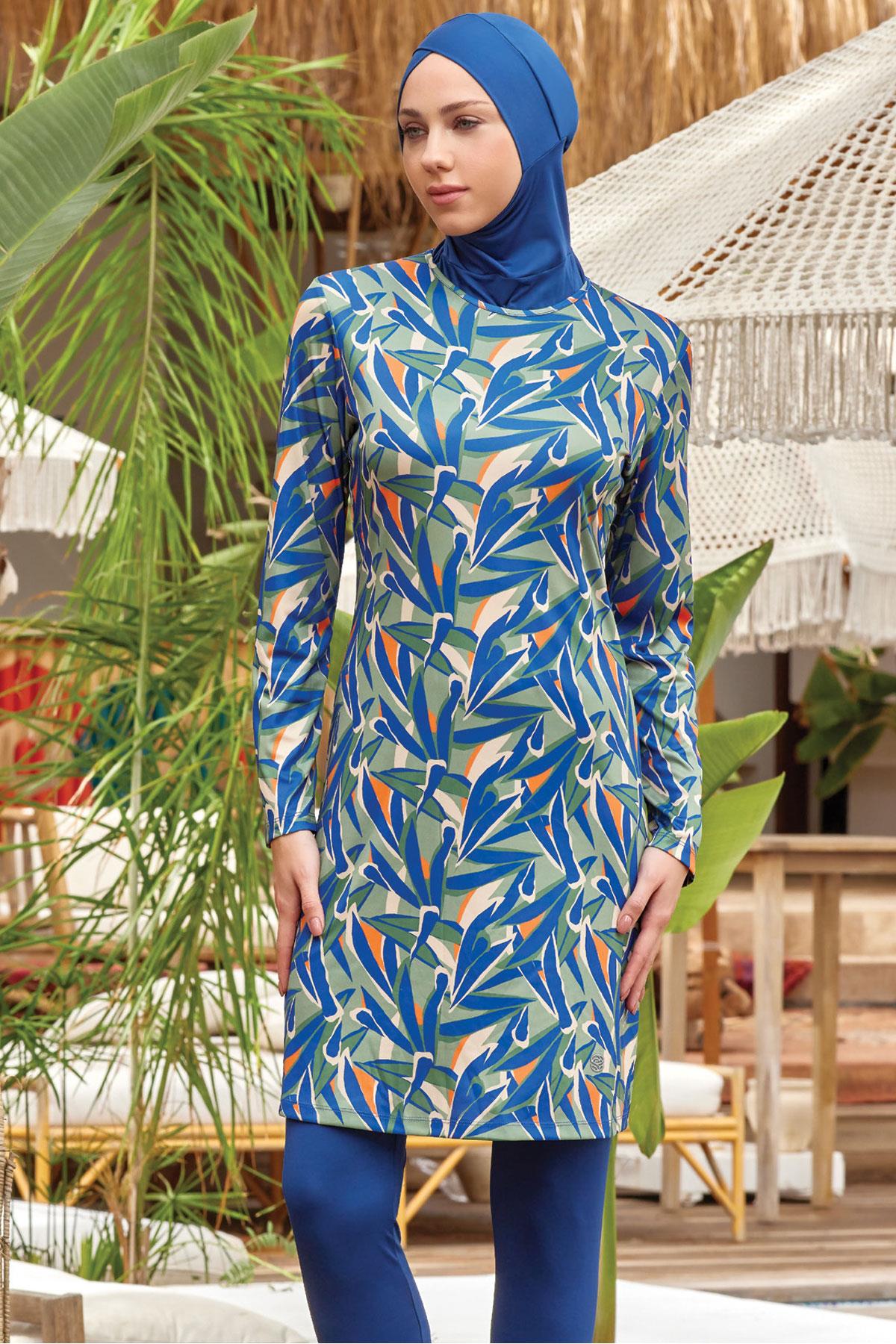 Kadın Likralı Eşarplı Tesettür Mayo | Rozamay 9029