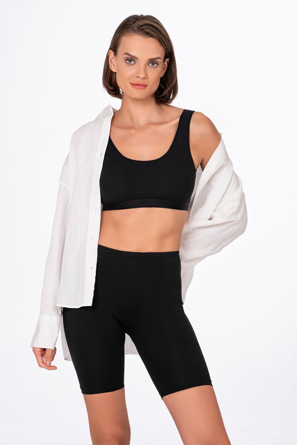 Kadın Likralı Süprem Diz Üstü Tayt Siyah | K0413