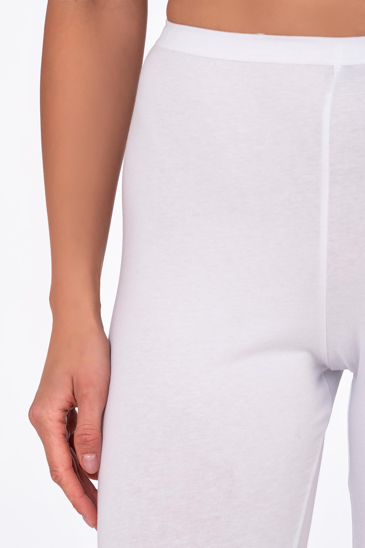 Kadın Likralı Süprem Düz Kapri Tayt Beyaz | K0458