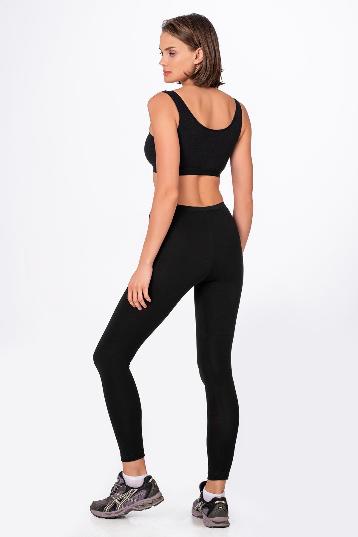 Kadın Likralı Süprem Düz Uzun Tayt Siyah | K0415